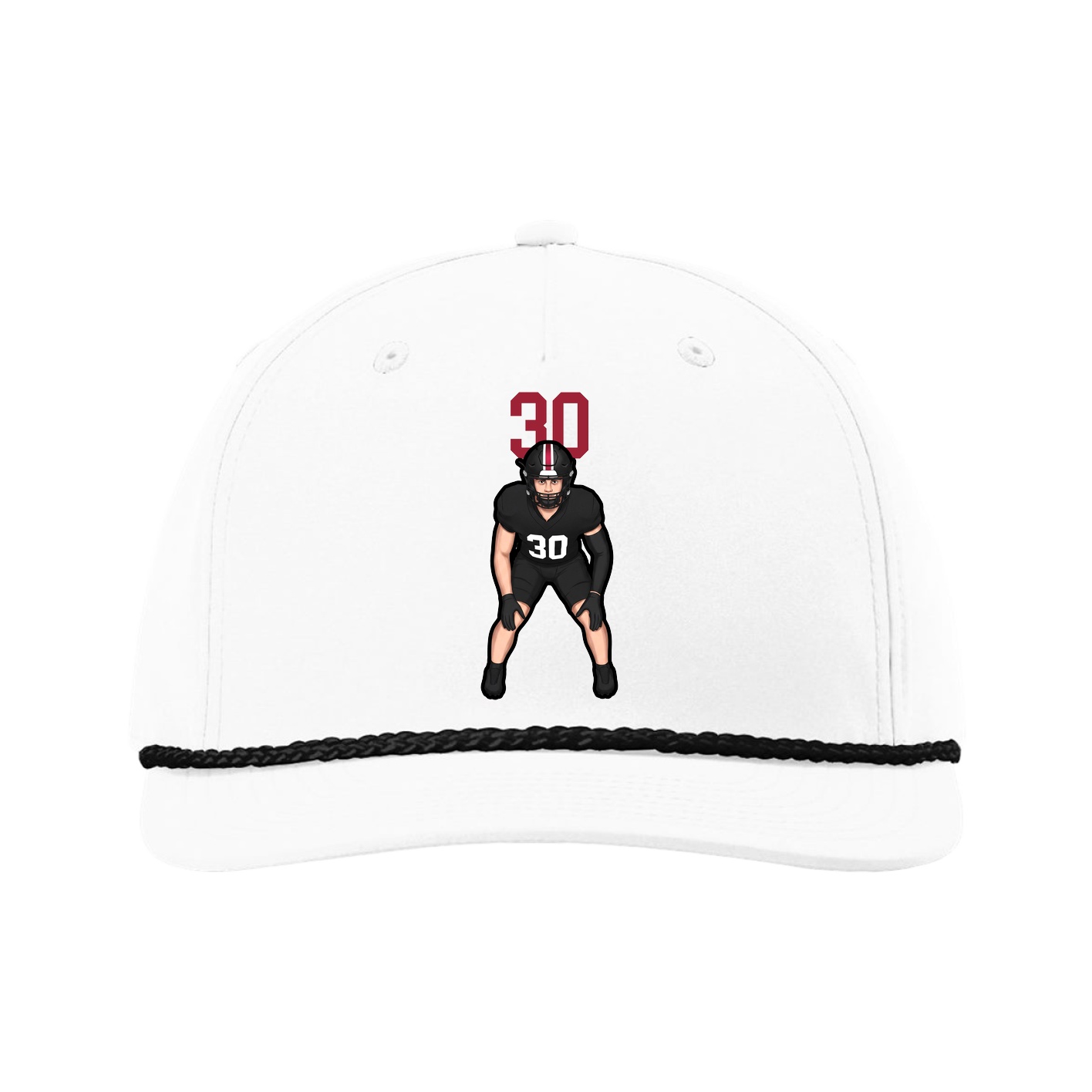 Five-Panel Classic Rope Cap — Number Top in White
