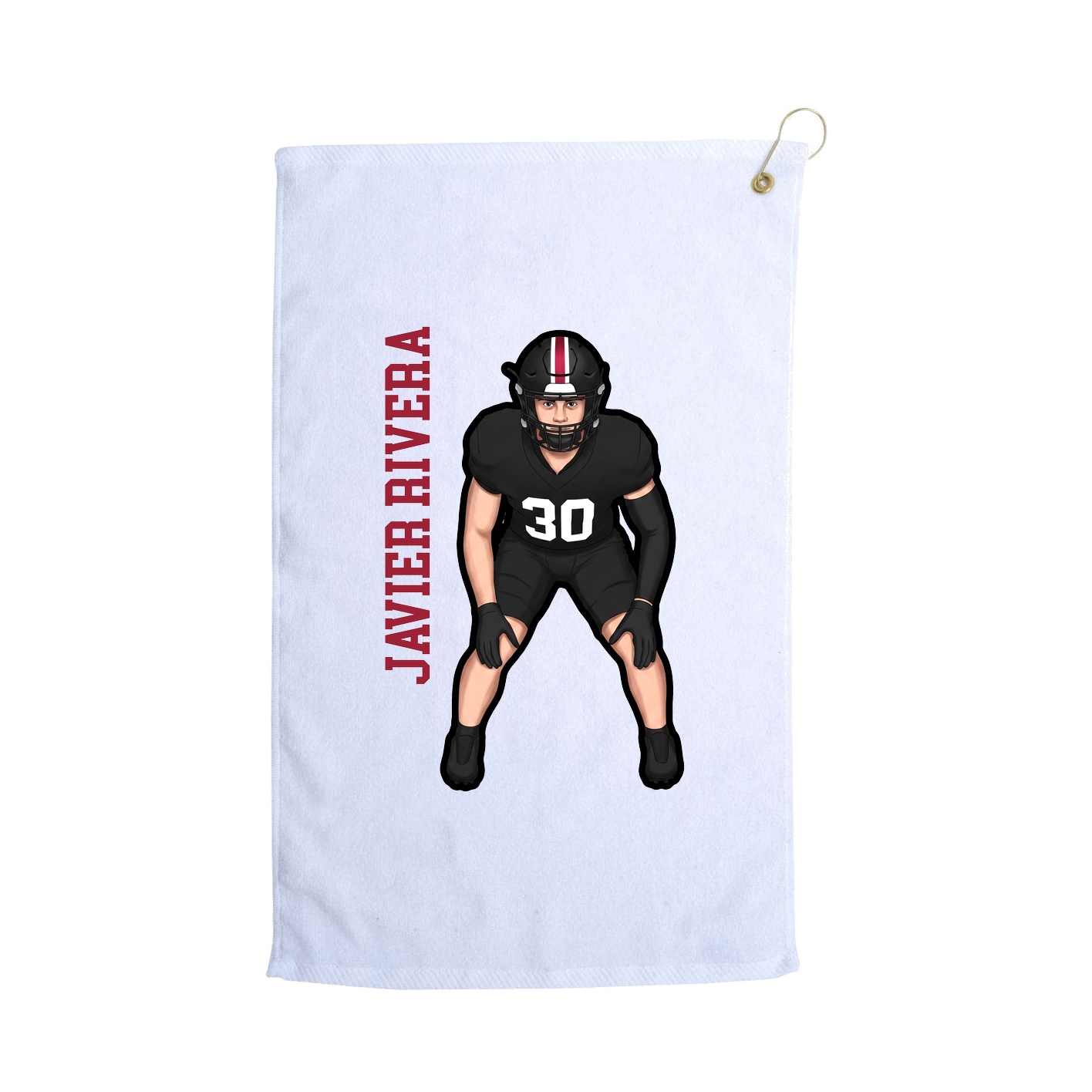 Golf Towel — Name Vertical in White