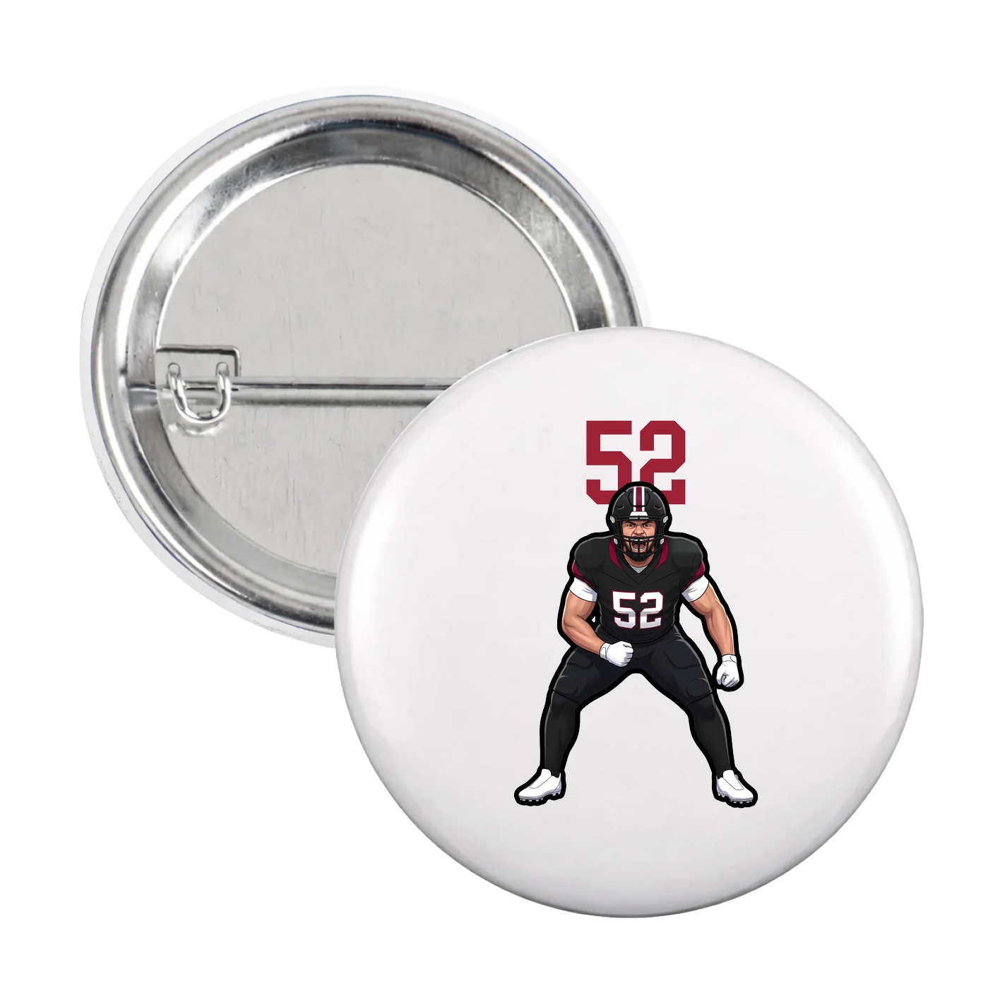 Game Day Button — Number Top in White