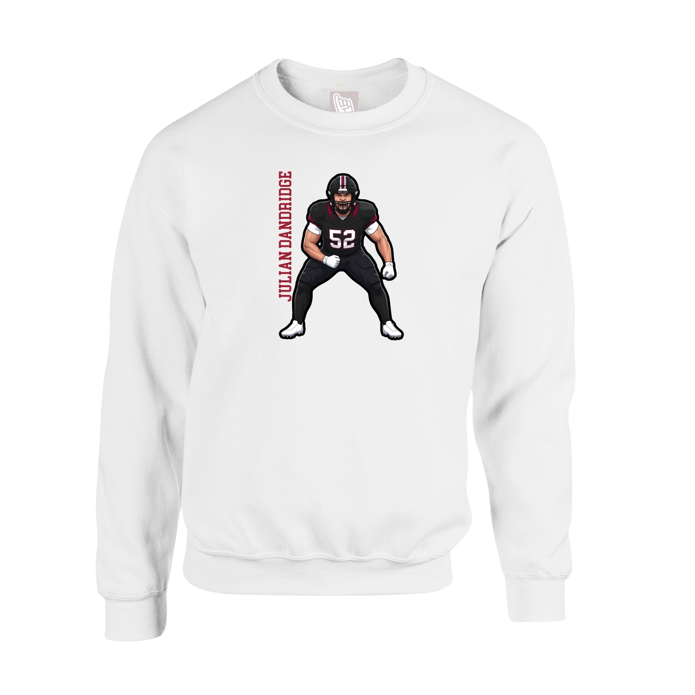 Fleece Crew — Name Vertical in White