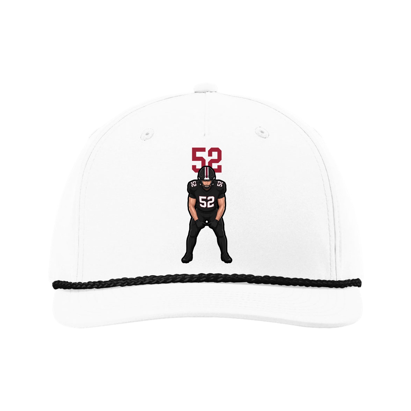 Five-Panel Classic Rope Cap — Number Top in White