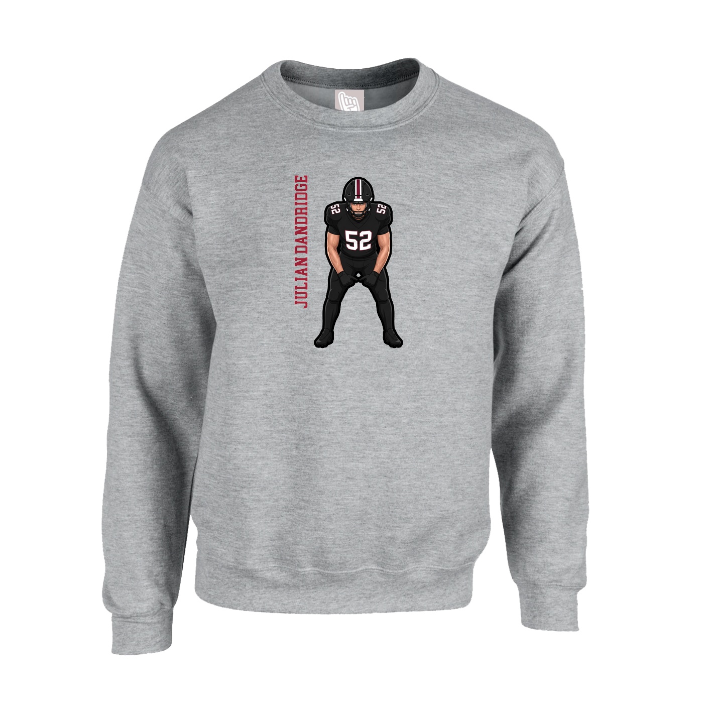 Fleece Crew — Name Vertical in Grey