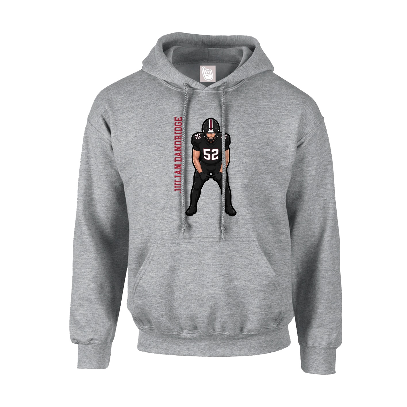 Youth Hoodie — Name Vertical in Grey