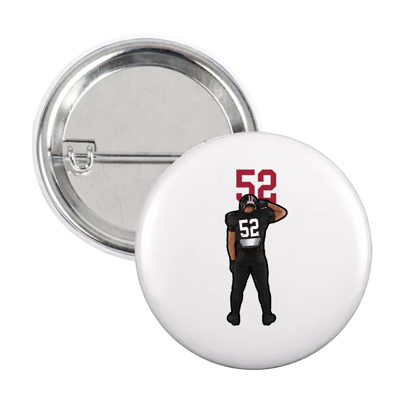 Game Day Button — Number Top in White