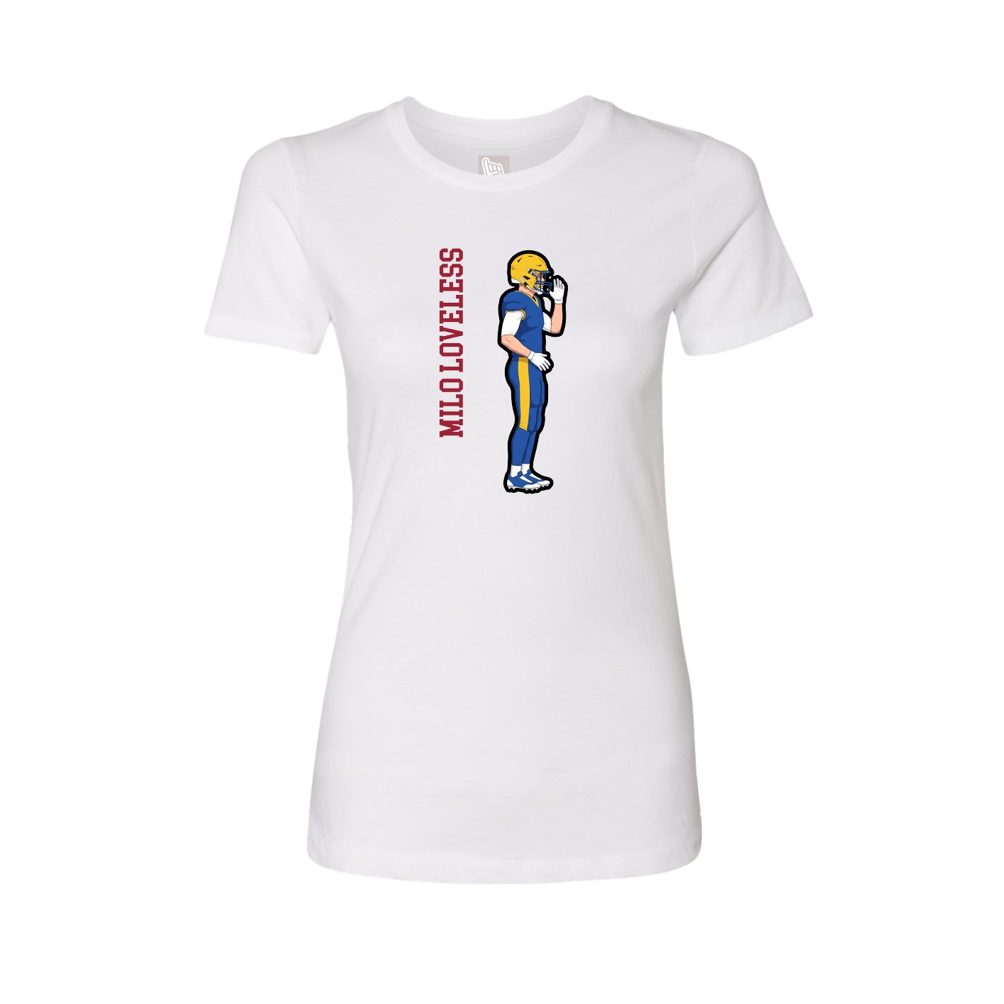 Fitted Women's Tee — Name Vertical in White
