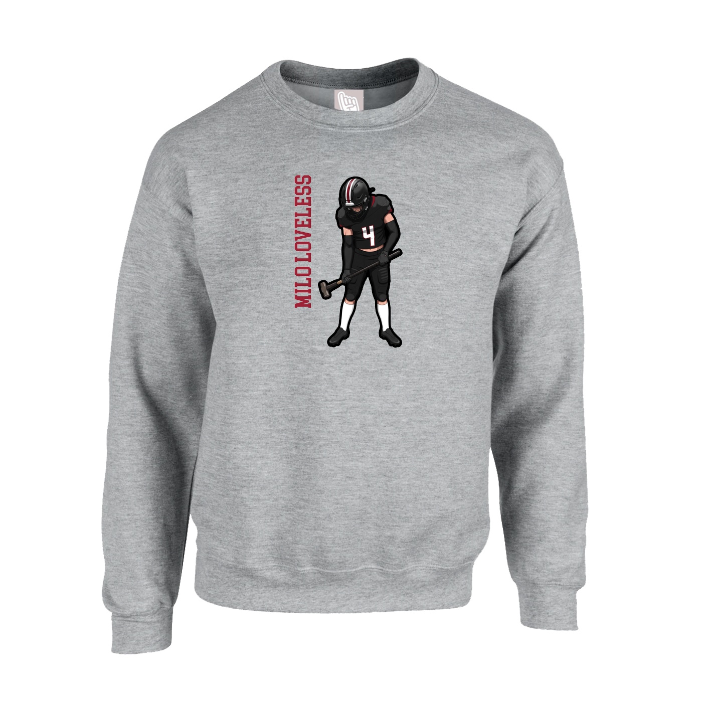 Fleece Crew — Name Vertical in Grey