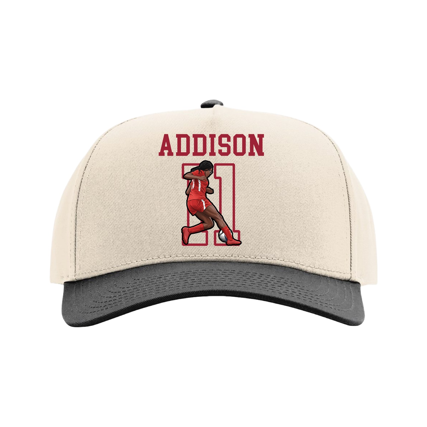 Full Fabric Five-Panel Champ Cap — Shirsey in Cream/Black