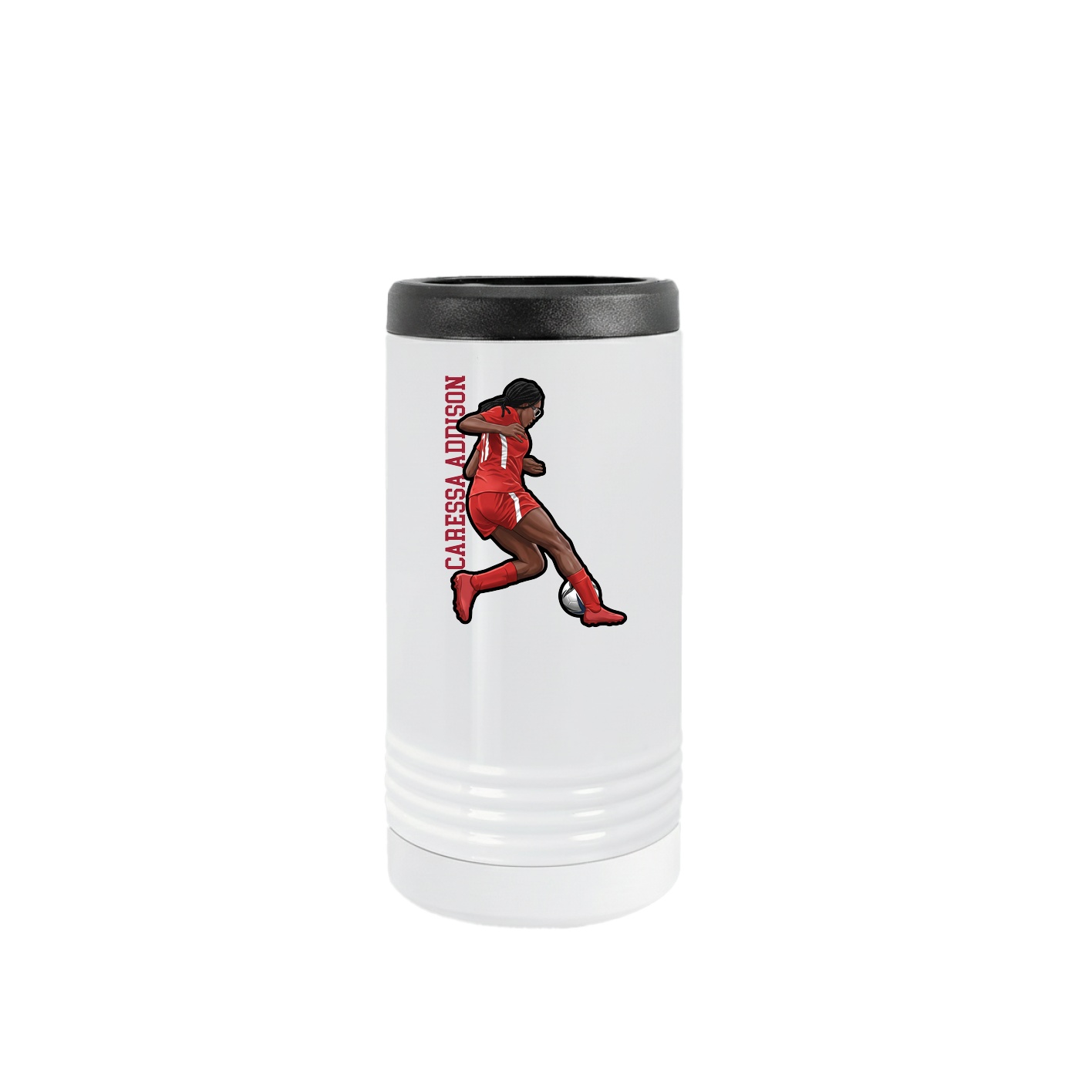 Slim Beverage Holder — Name Vertical in White