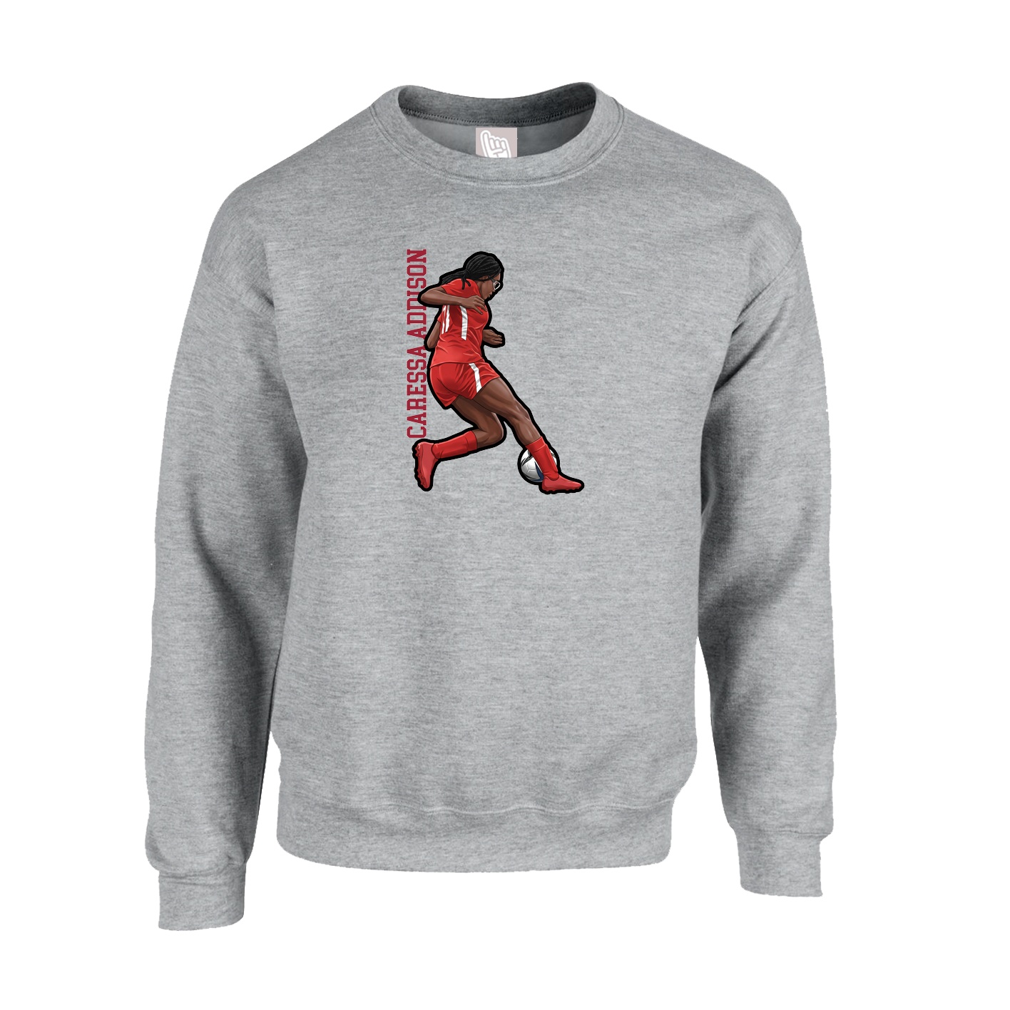 Fleece Crew — Name Vertical in Grey
