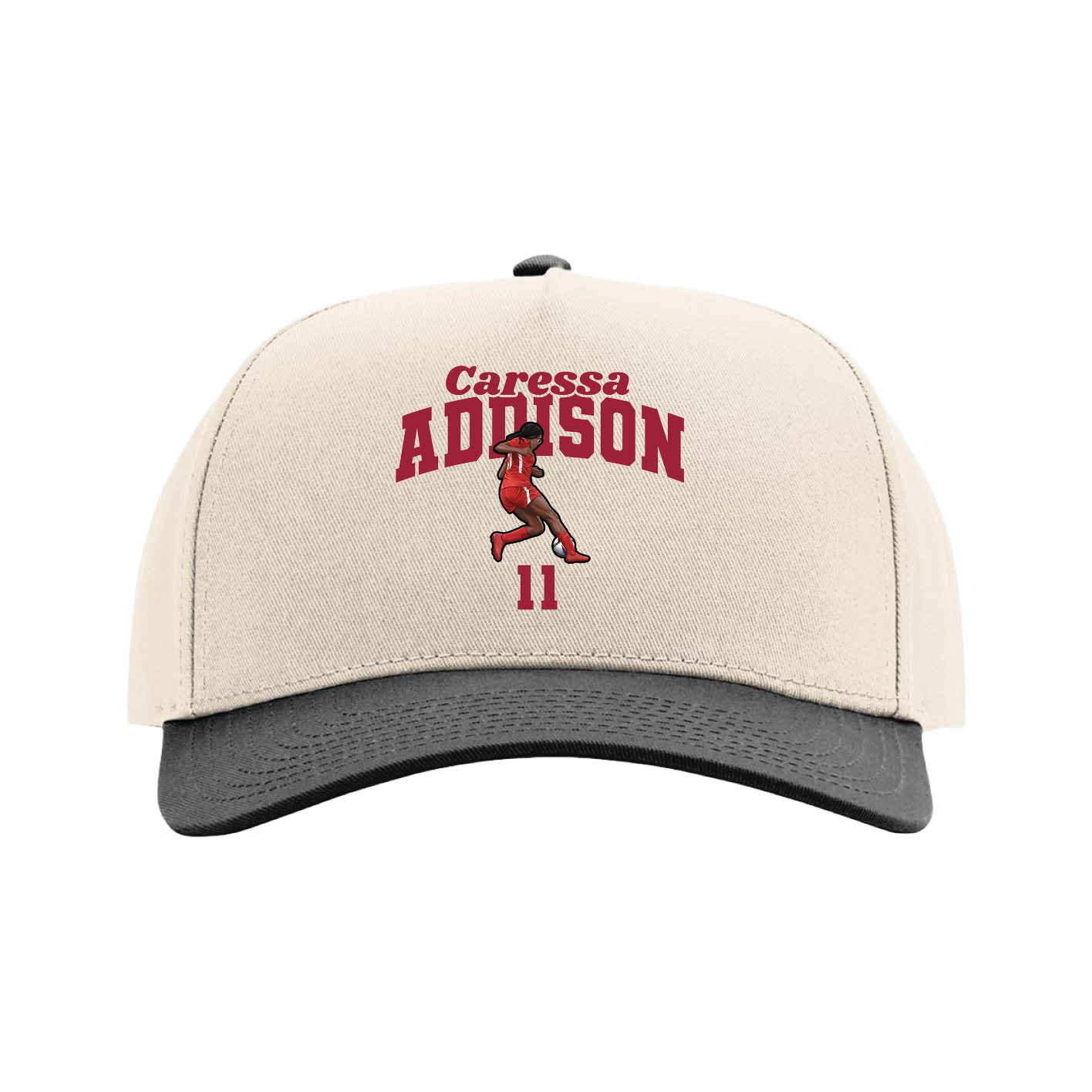 Full Fabric Five-Panel Champ Cap — Signature Arch in Cream/Black