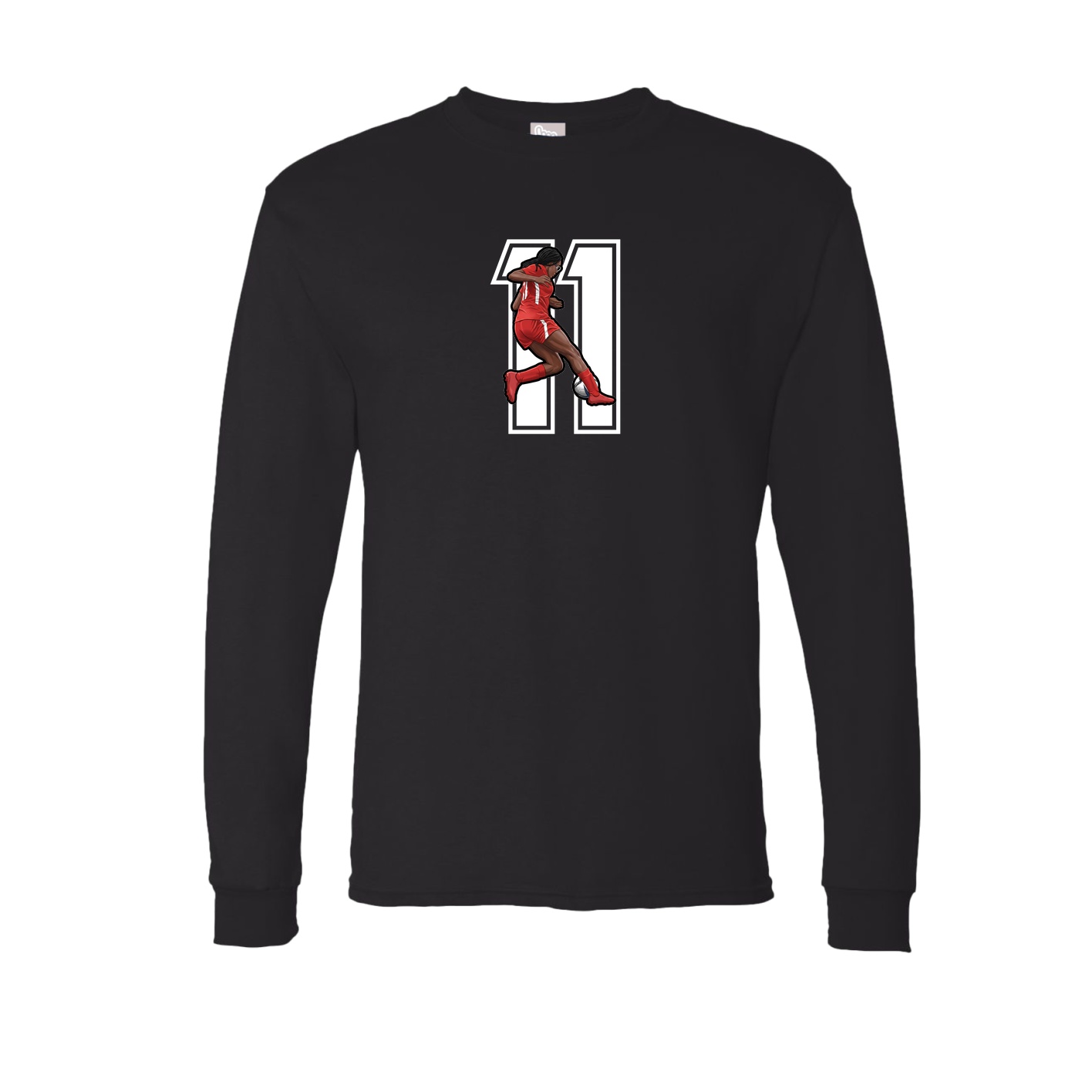 Long Sleeve Tee — Number in Black