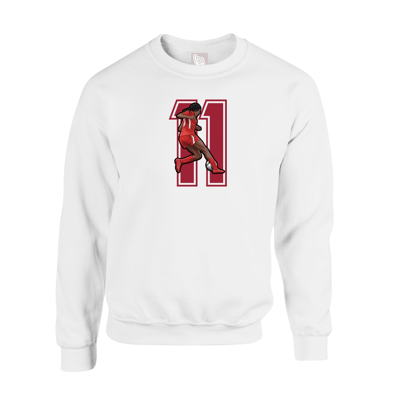 Fleece Crew — Number in White