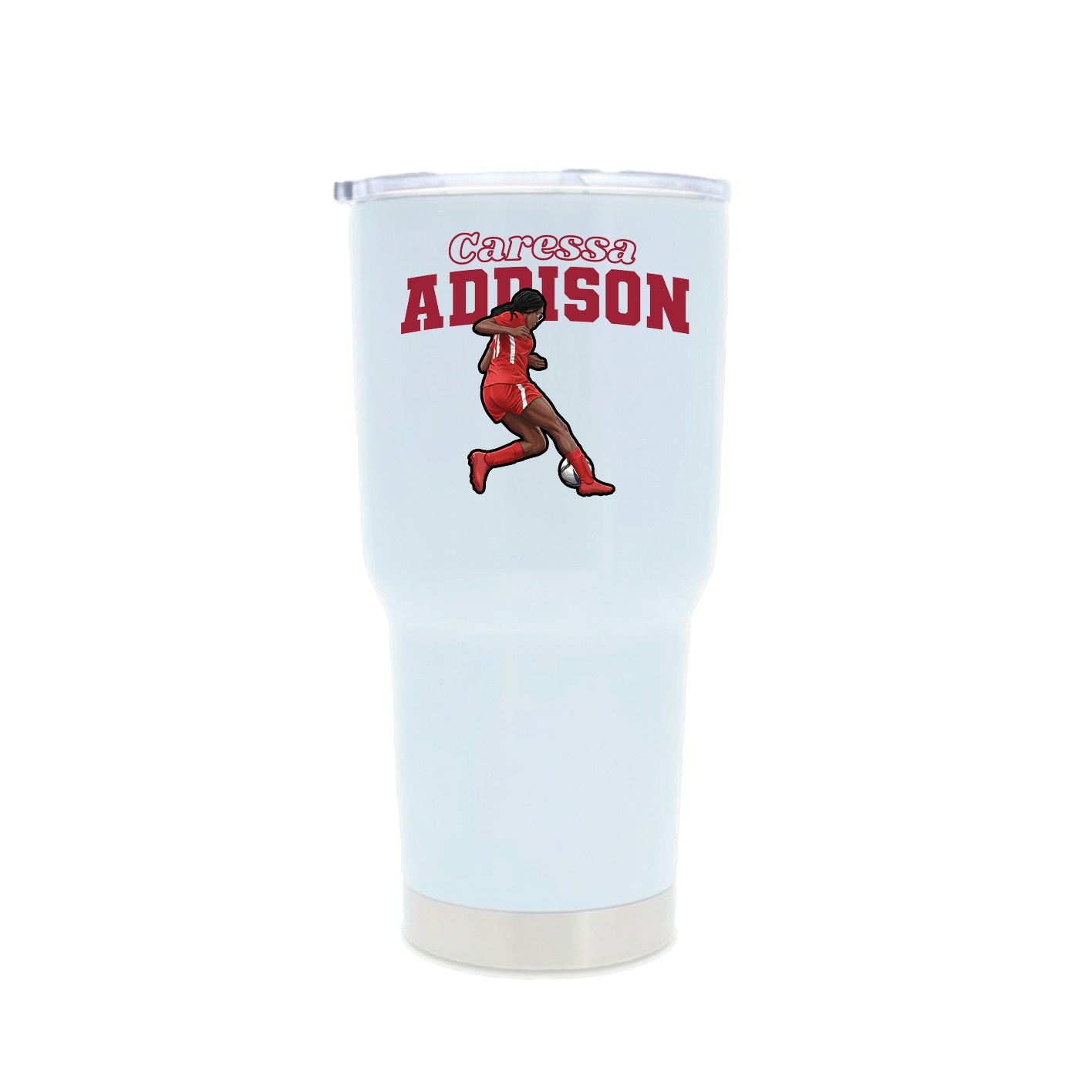 30oz Stainless Steel Tumbler — Name Arch in White