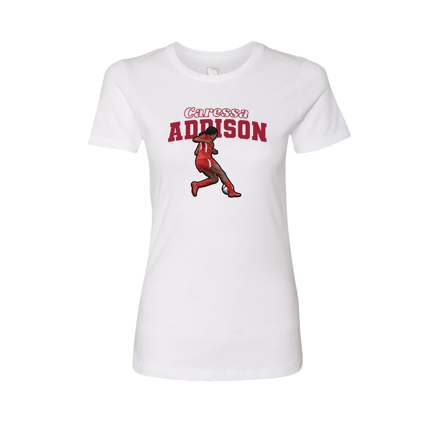 Womens Tee — Name Arch in White