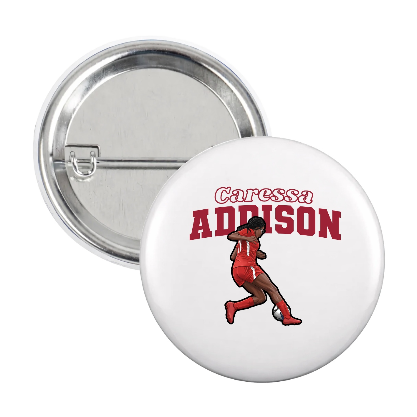 Game Day Button — Name Arch in White