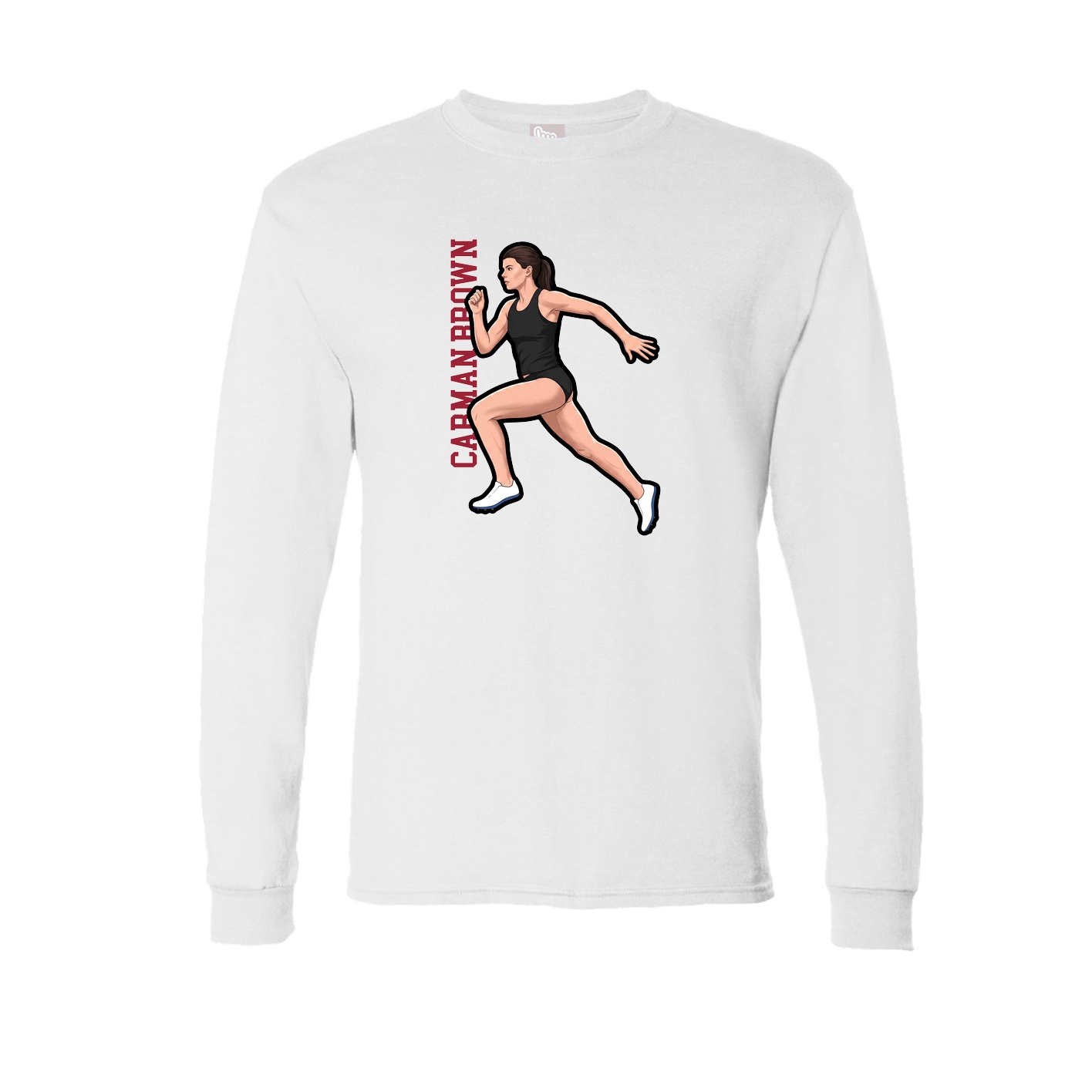 Long Sleeve Tee — Name Vertical in White