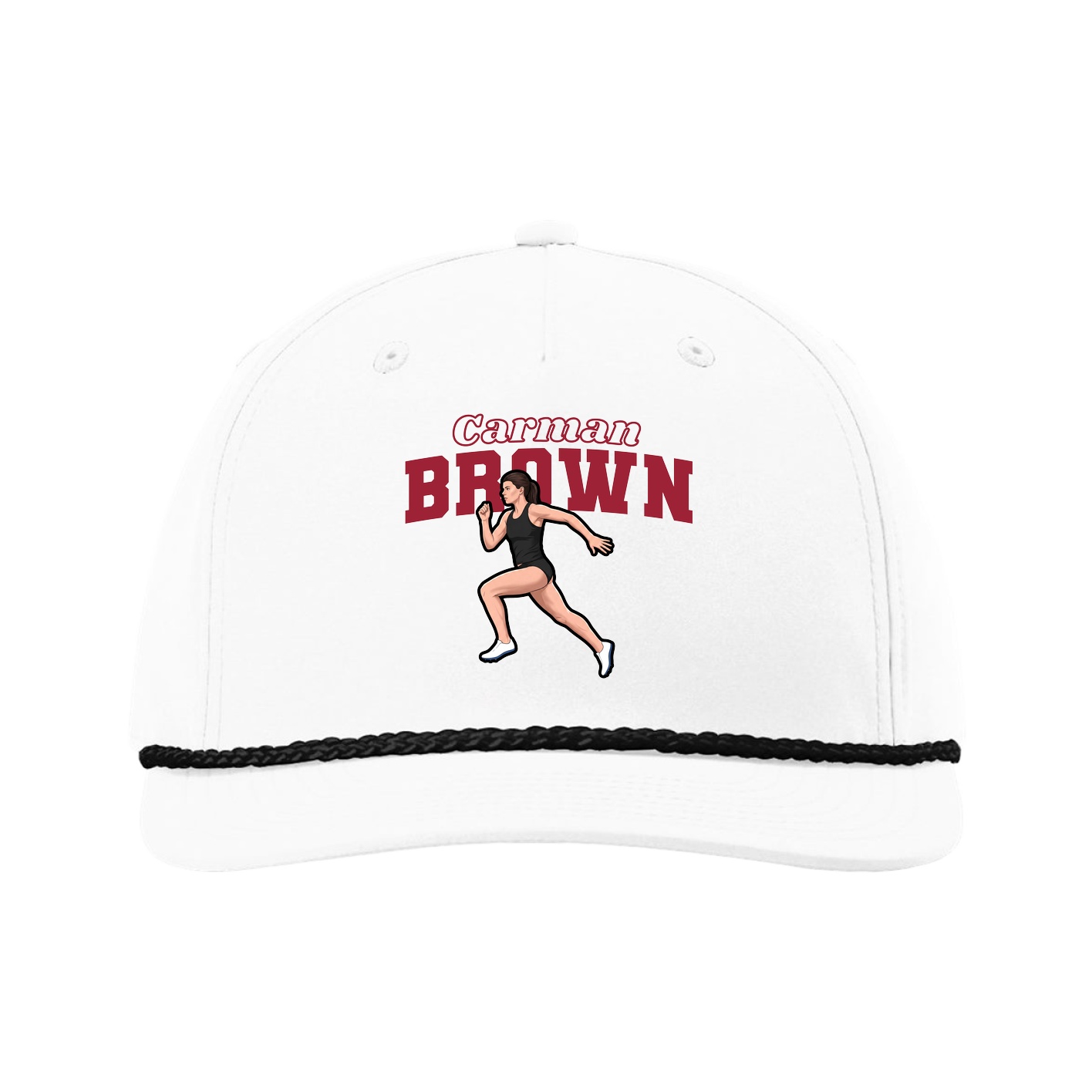 Five-Panel Classic Rope Cap — Name Arch in White