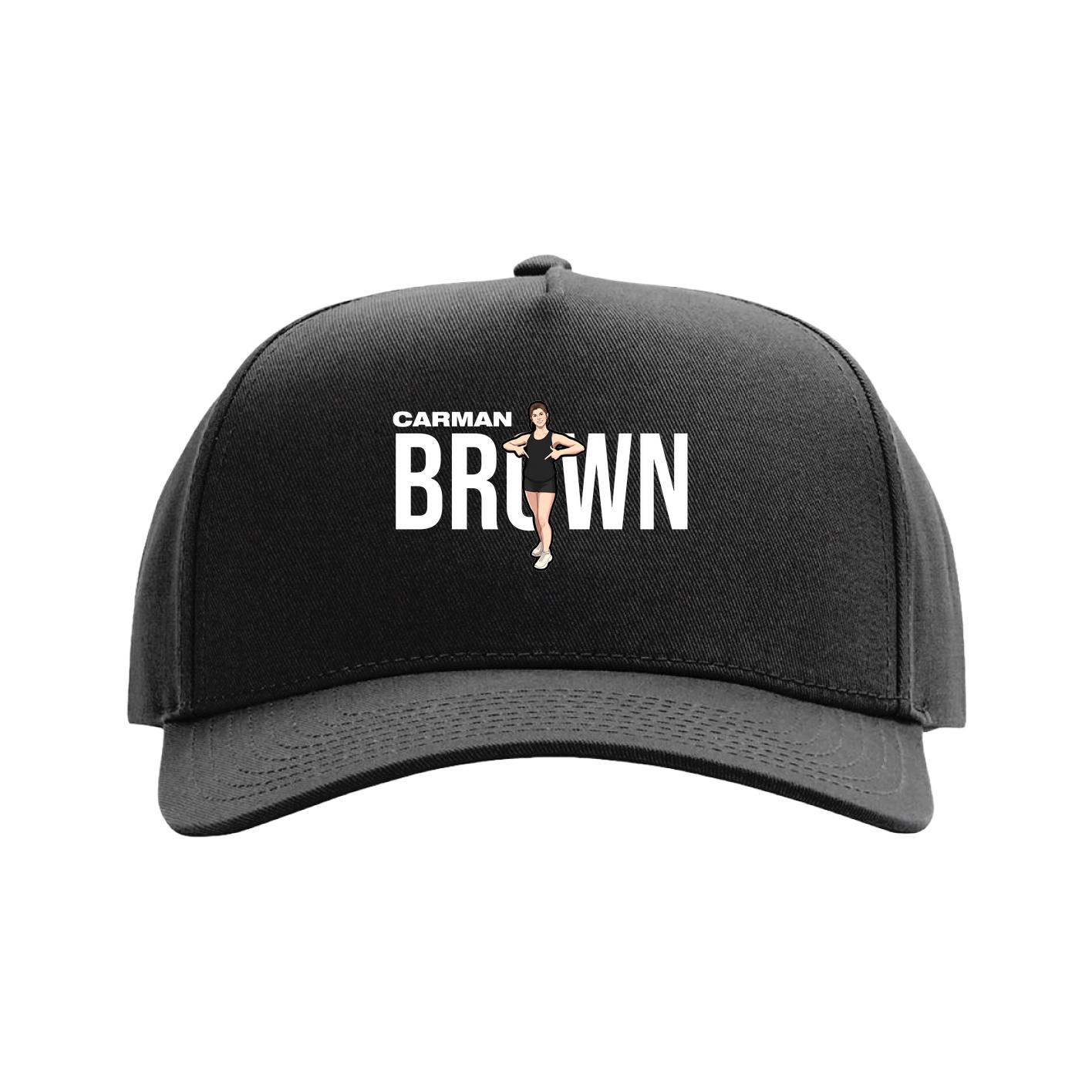 Full Fabric Five-Panel Champ Cap — Player Name in Black