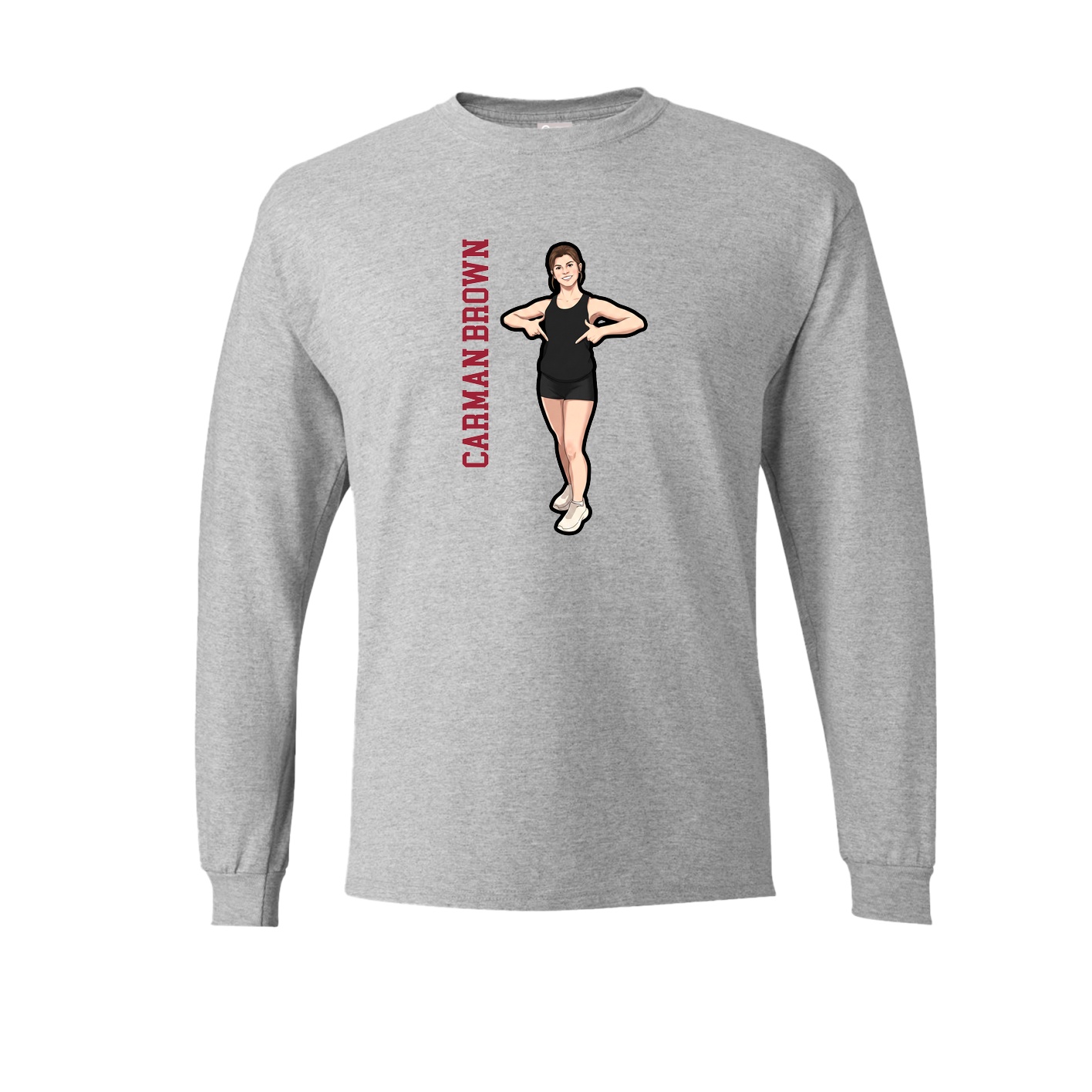 Long Sleeve Tee — Name Vertical in Grey