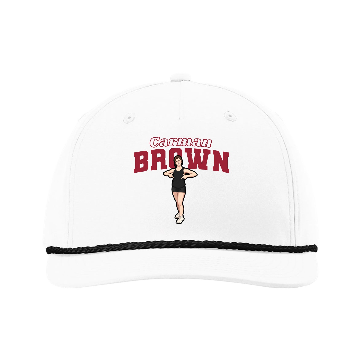Five-Panel Classic Rope Cap — Name Arch in White
