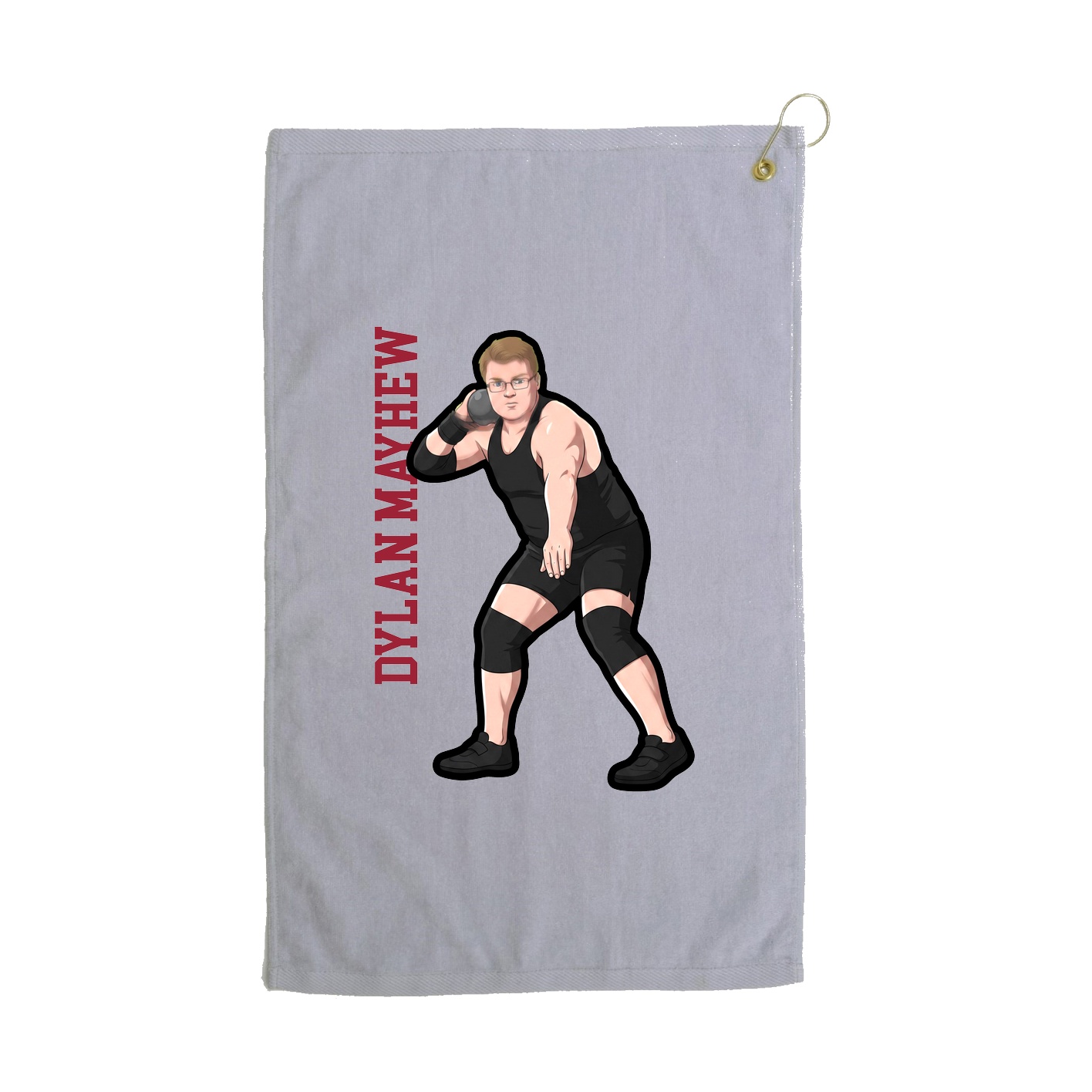 Golf Towel — Name Vertical in Grey