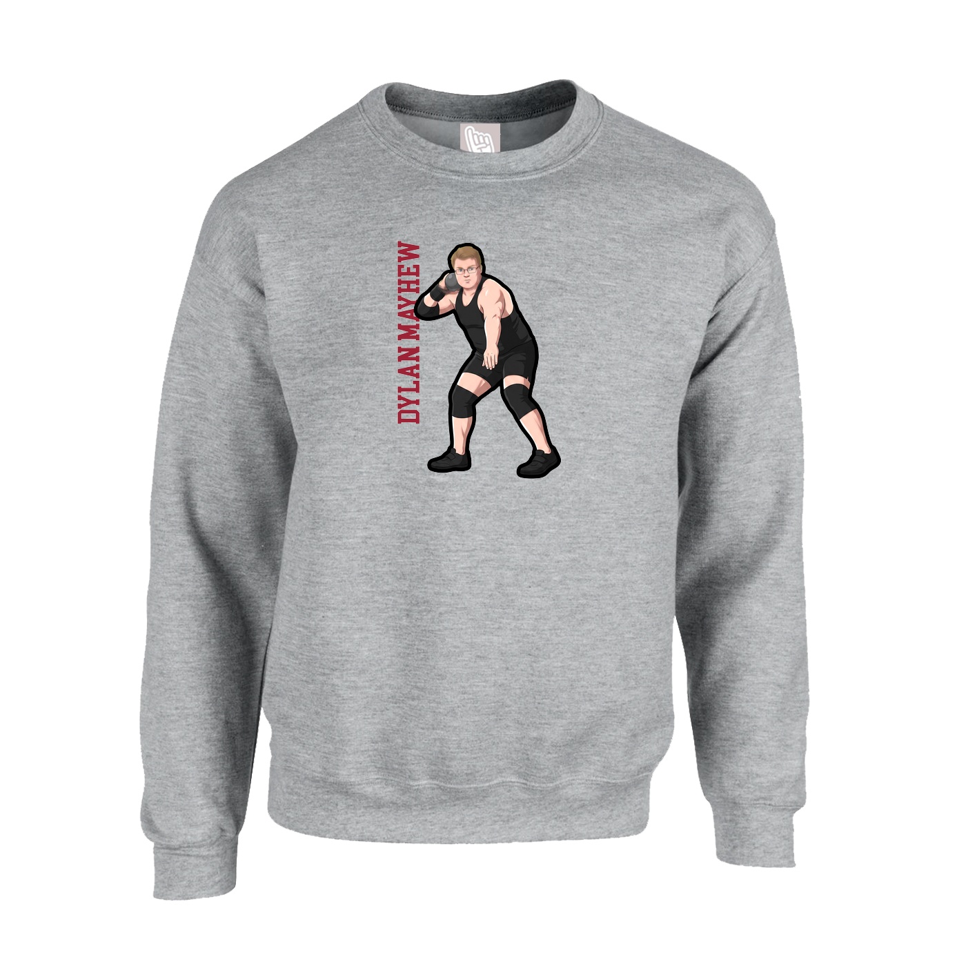 Fleece Crew — Name Vertical in Grey