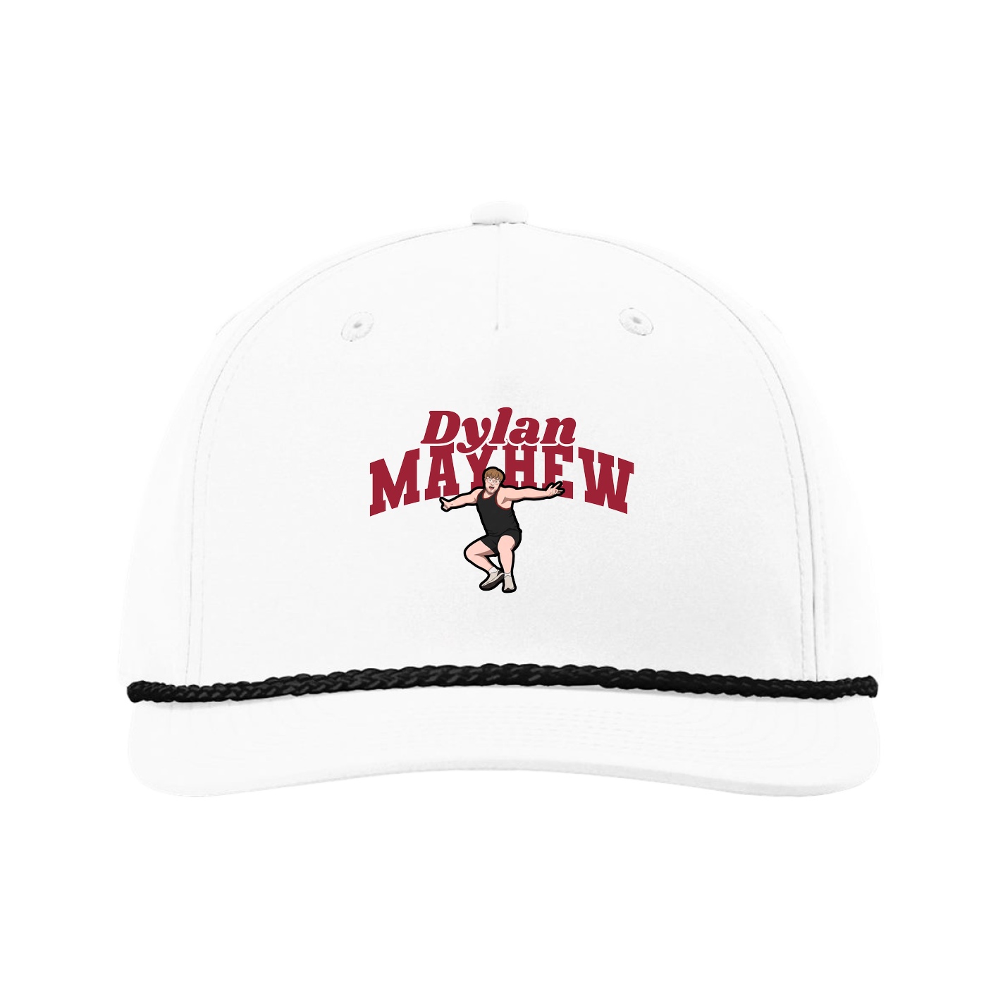 Five-Panel Classic Rope Cap — Signature Arch in White