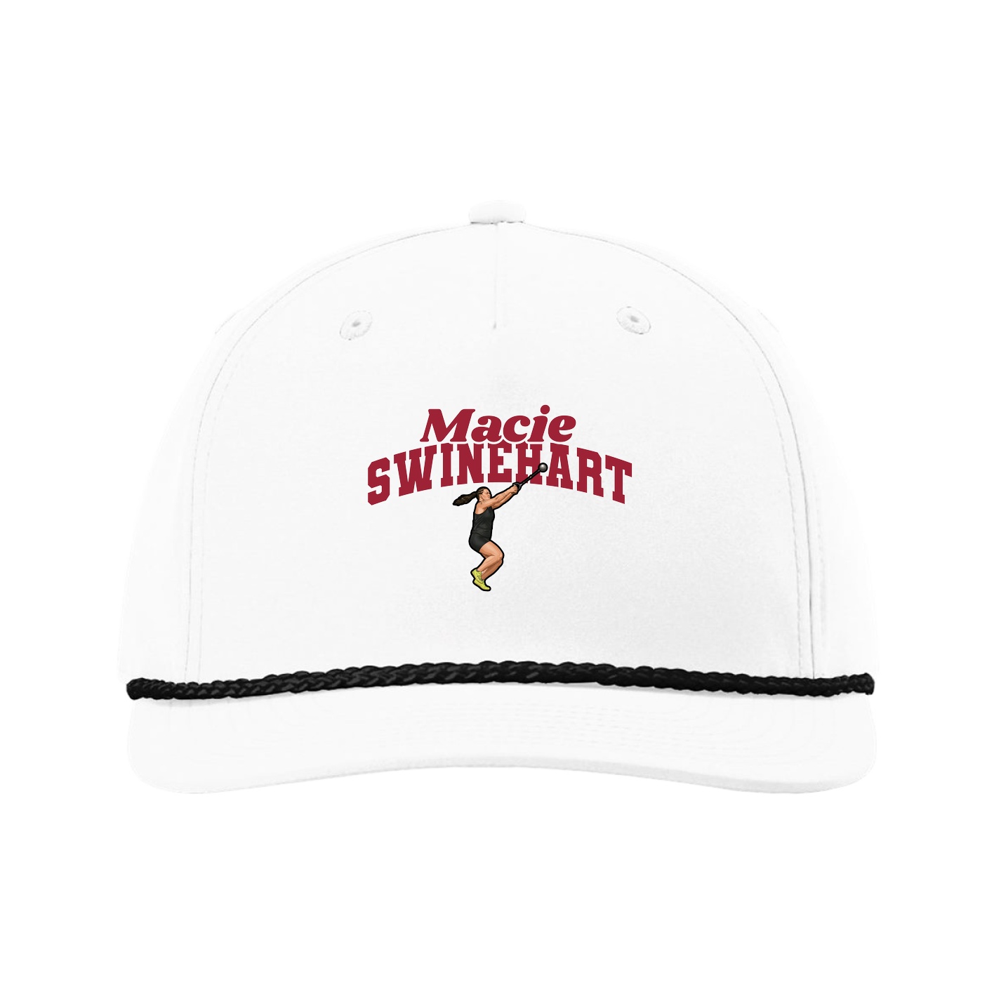 Five-Panel Classic Rope Cap — Signature Arch in White