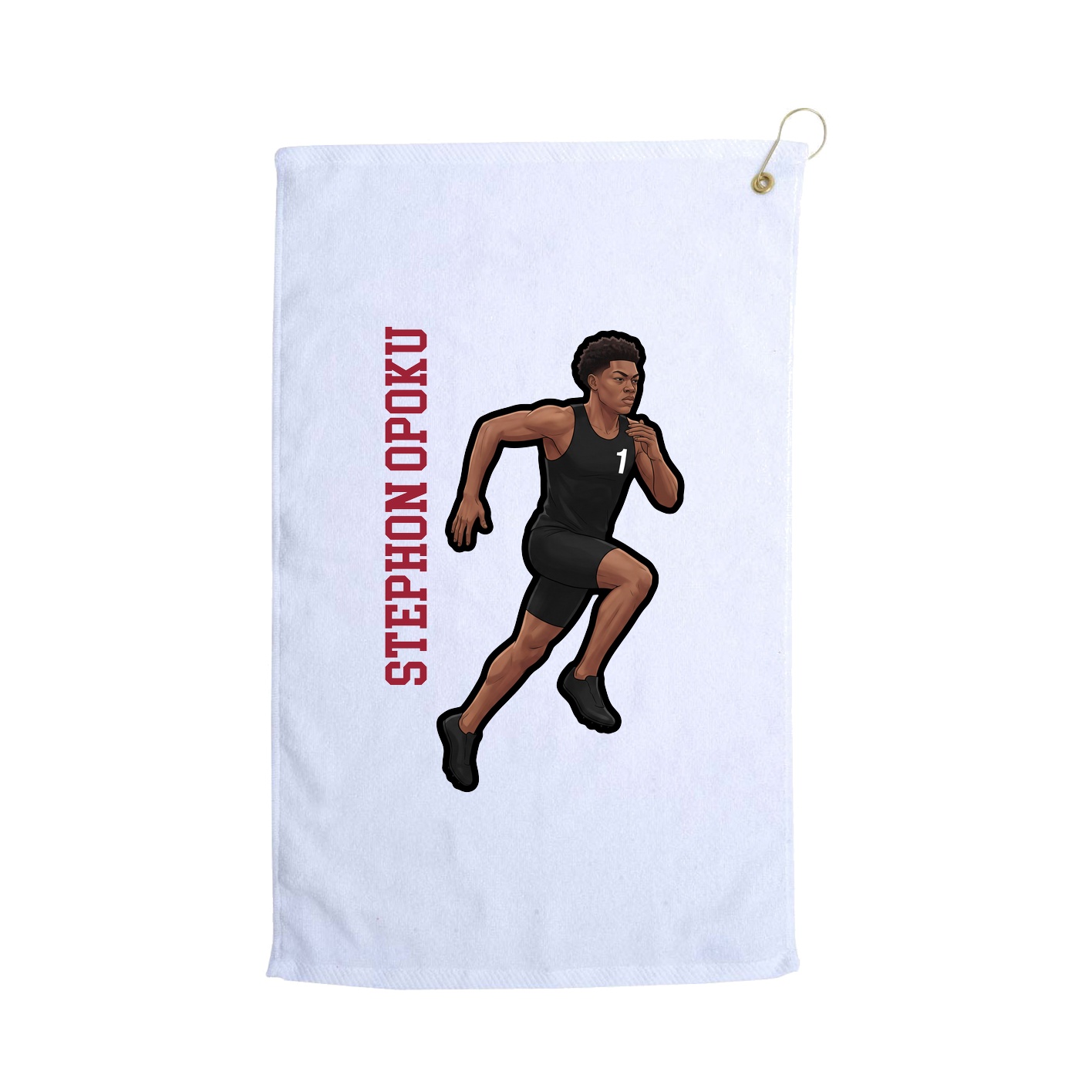 Golf Towel — Name Vertical in White