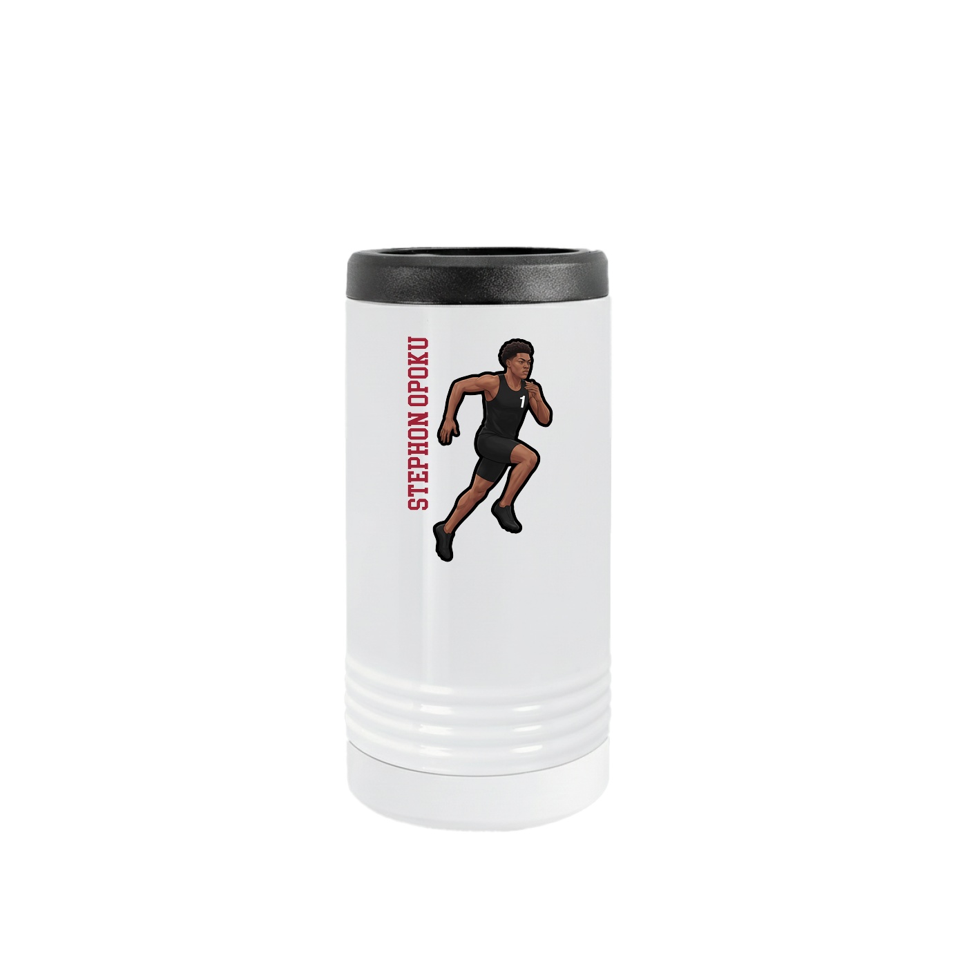 Slim Beverage Holder — Name Vertical in White
