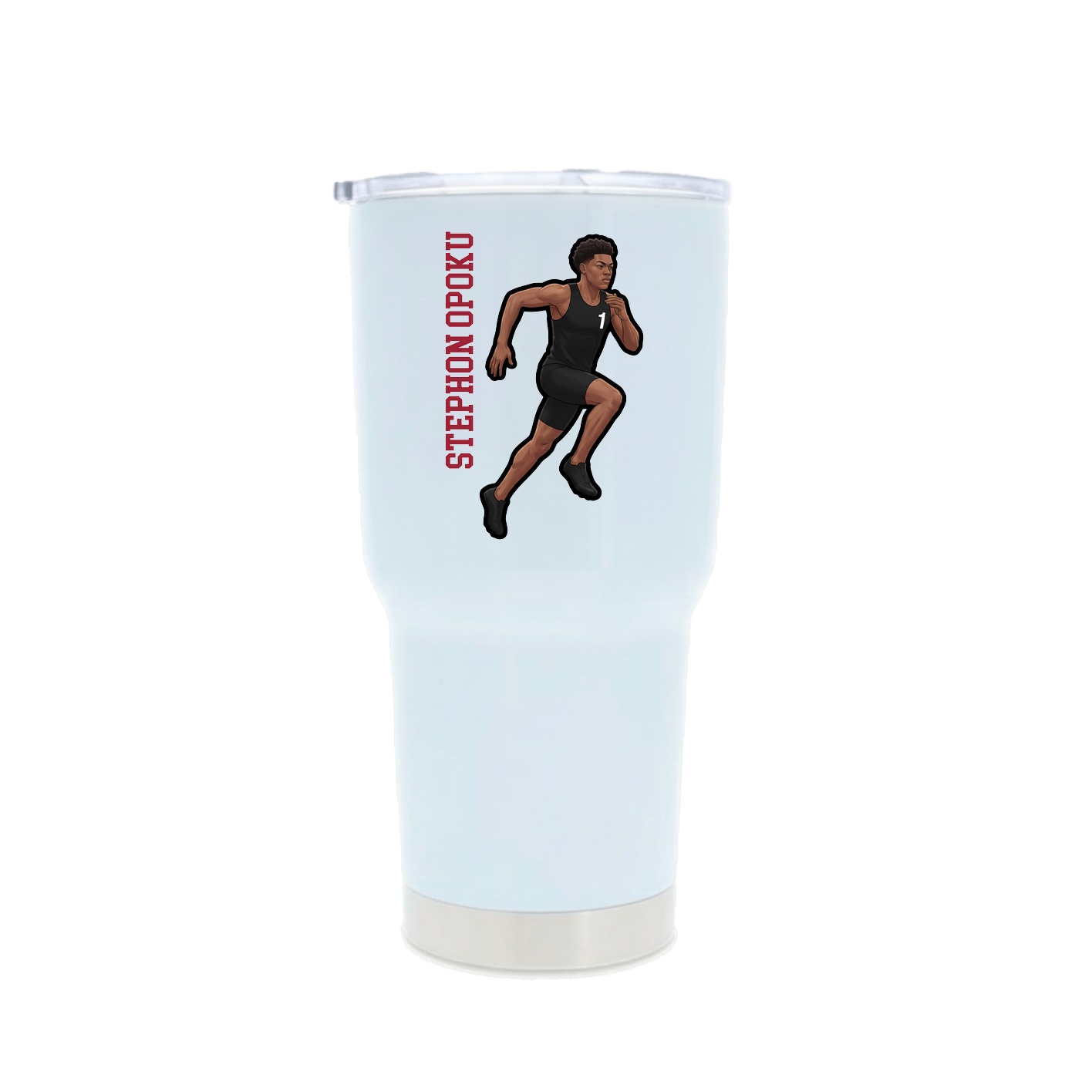 30oz Stainless Steel Tumbler — Name Vertical in White