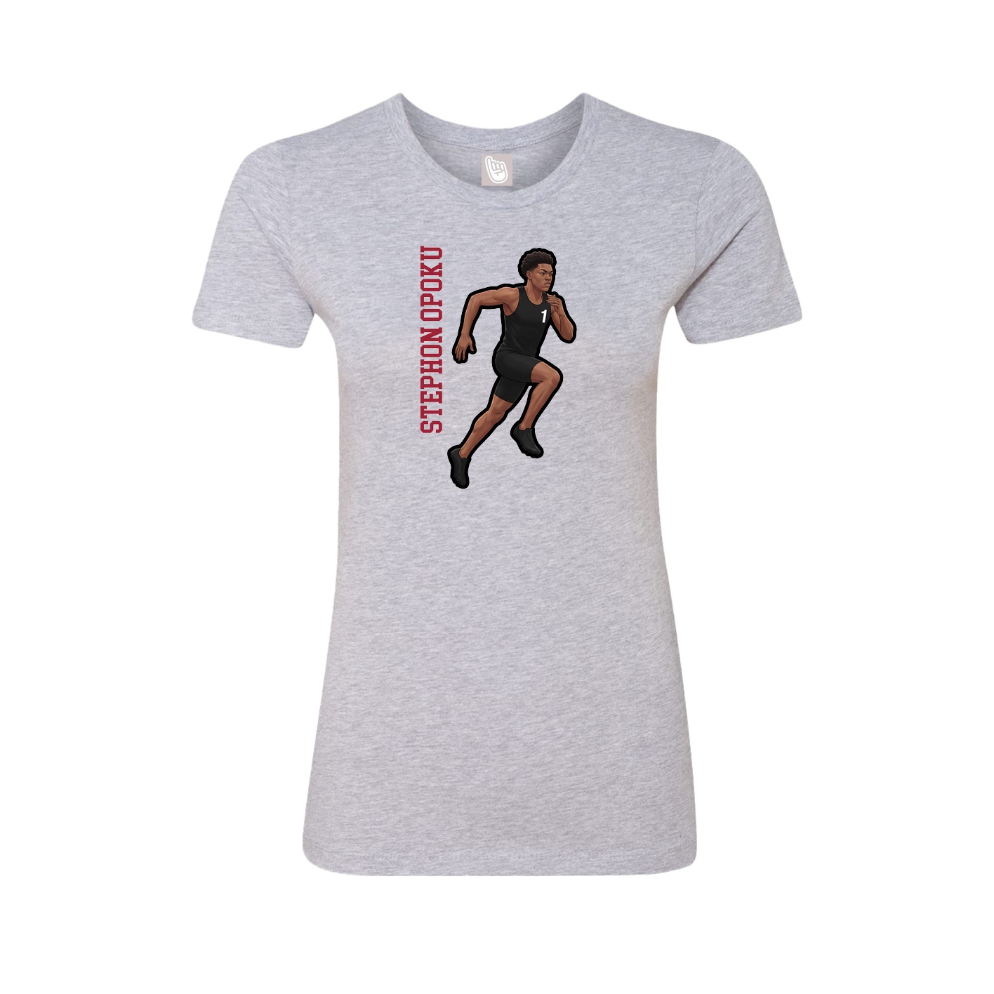 Fitted Women's Tee — Name Vertical in Grey
