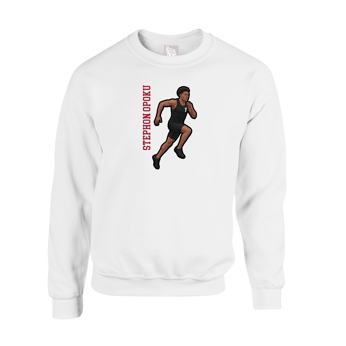 Fleece Crew — Name Vertical in White