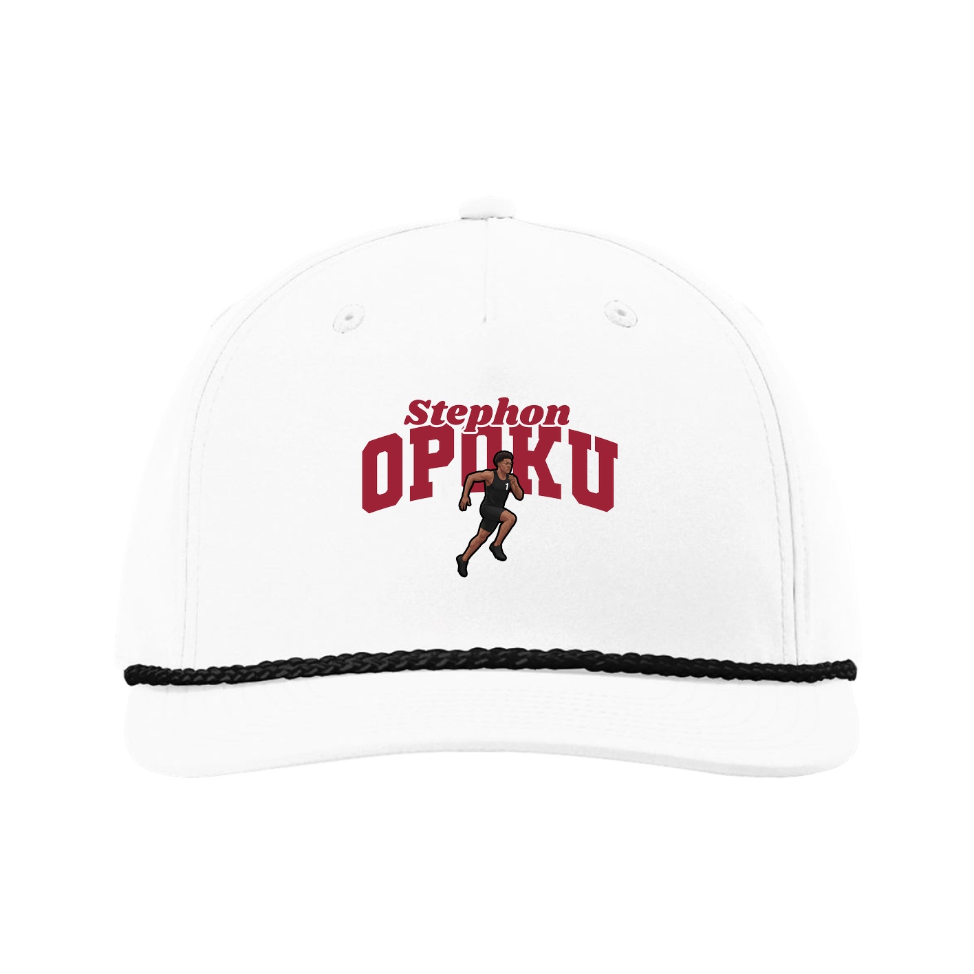 Five-Panel Classic Rope Cap — Signature Arch in White