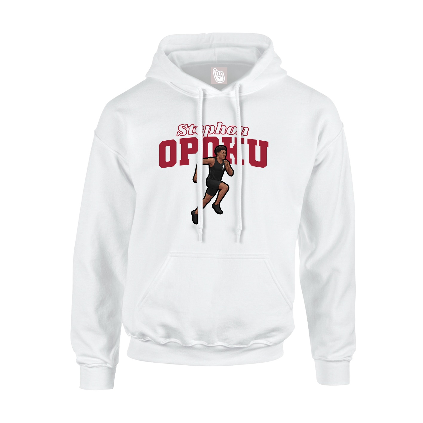 Youth Hoodie — Name Arch in White