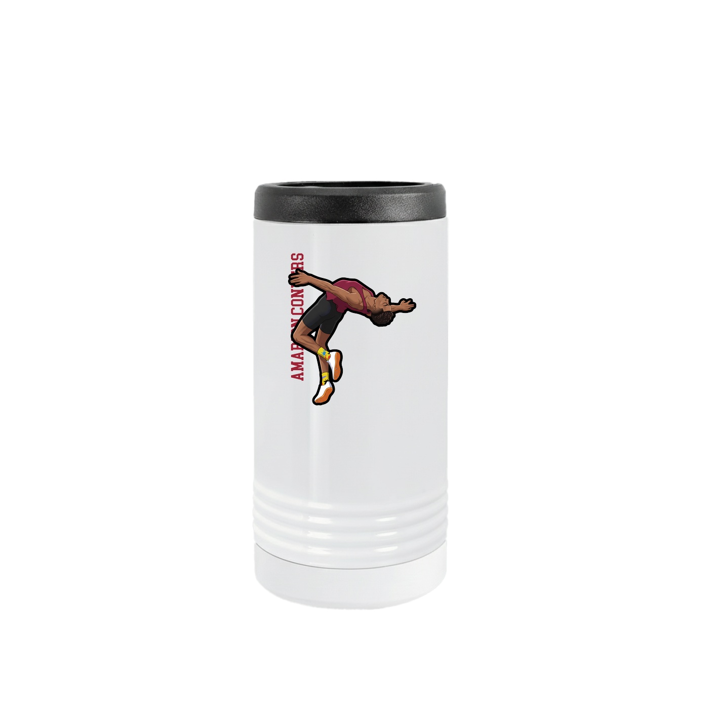 Slim Beverage Holder — Name Vertical in White