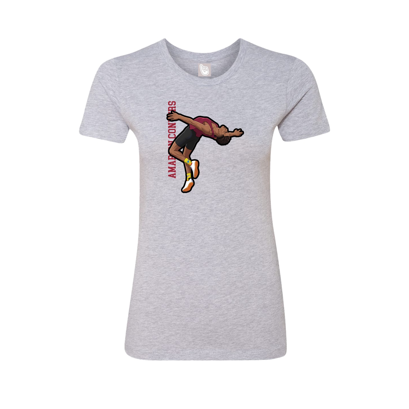 Fitted Women's Tee — Name Vertical in Grey