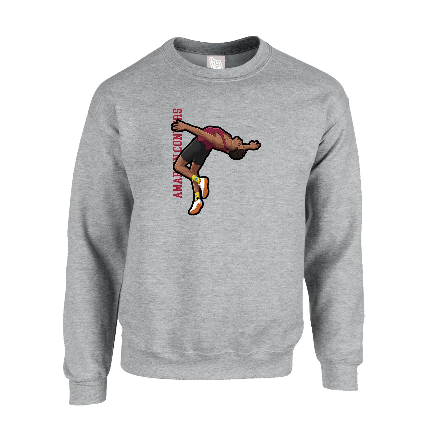 Fleece Crew — Name Vertical in Grey