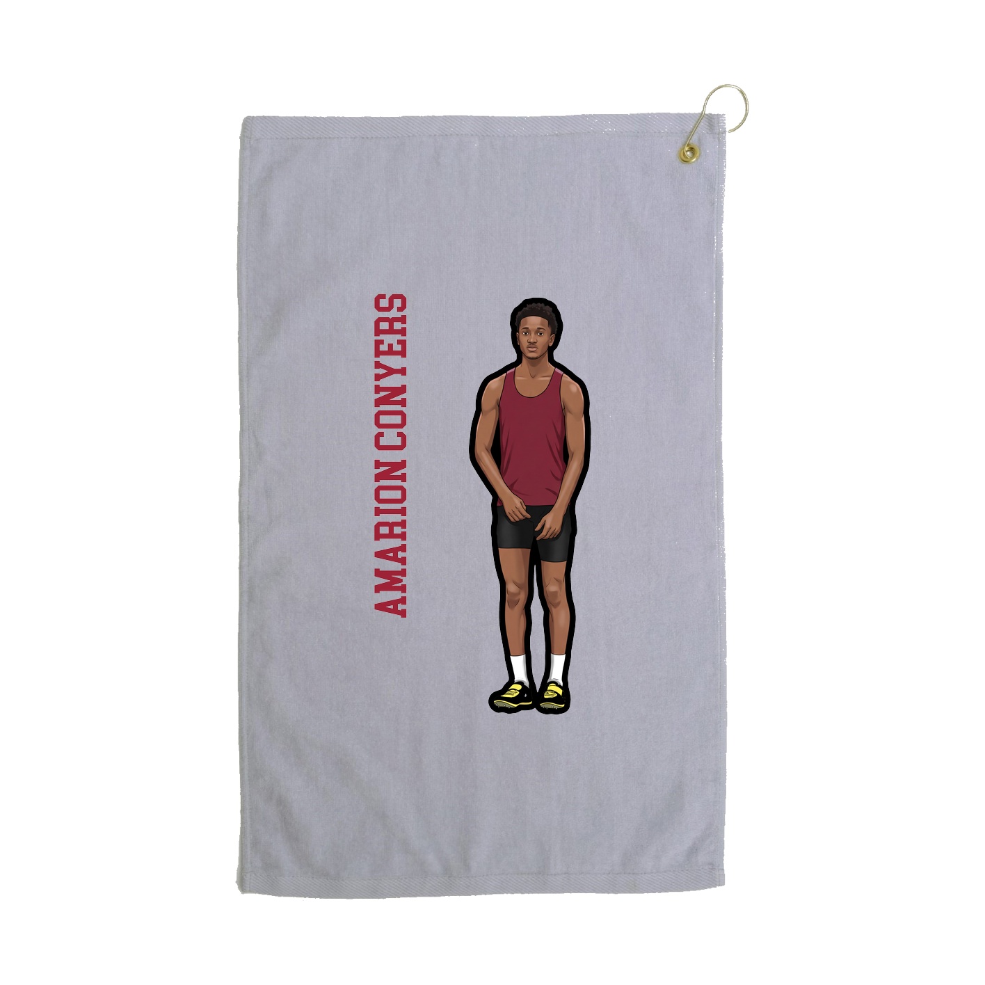 Golf Towel — Name Vertical in Grey