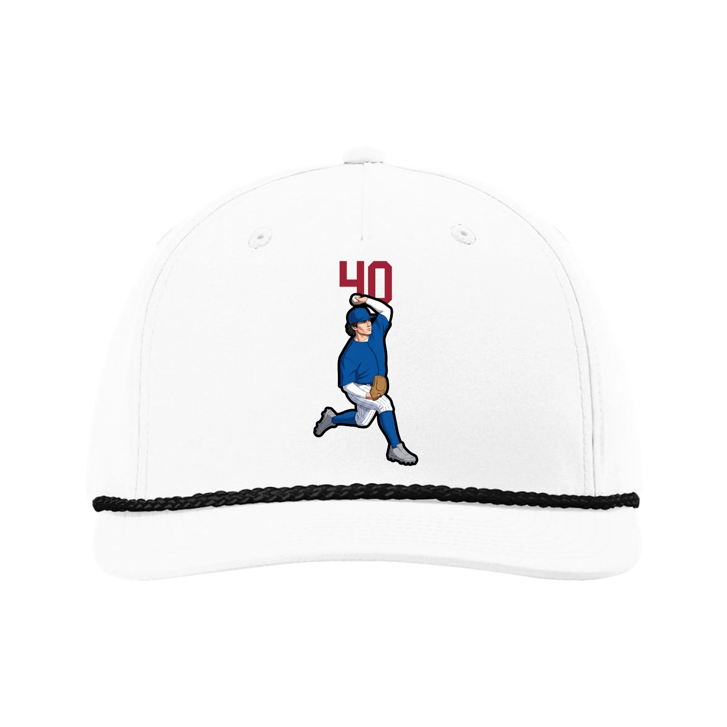Five-Panel Classic Rope Cap — Number Top in White