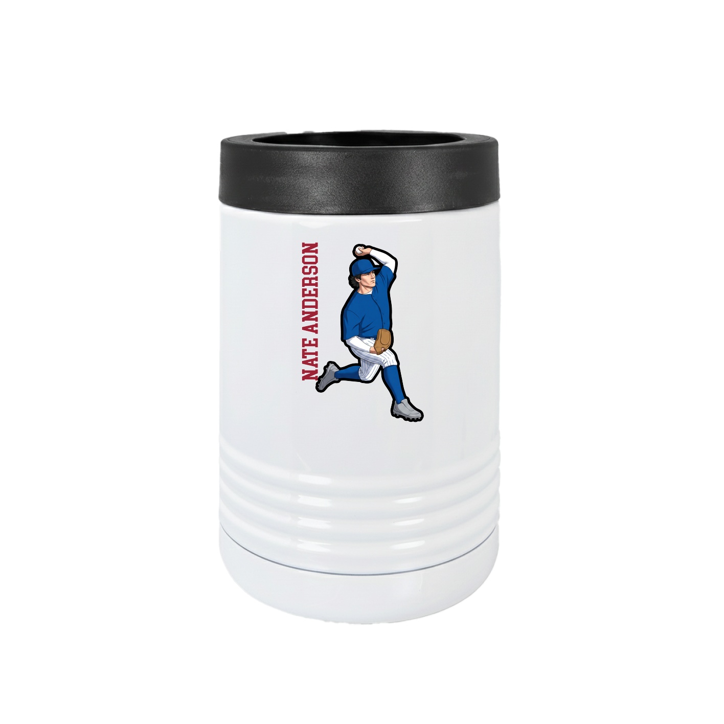 Beverage Holder — Name Vertical in White