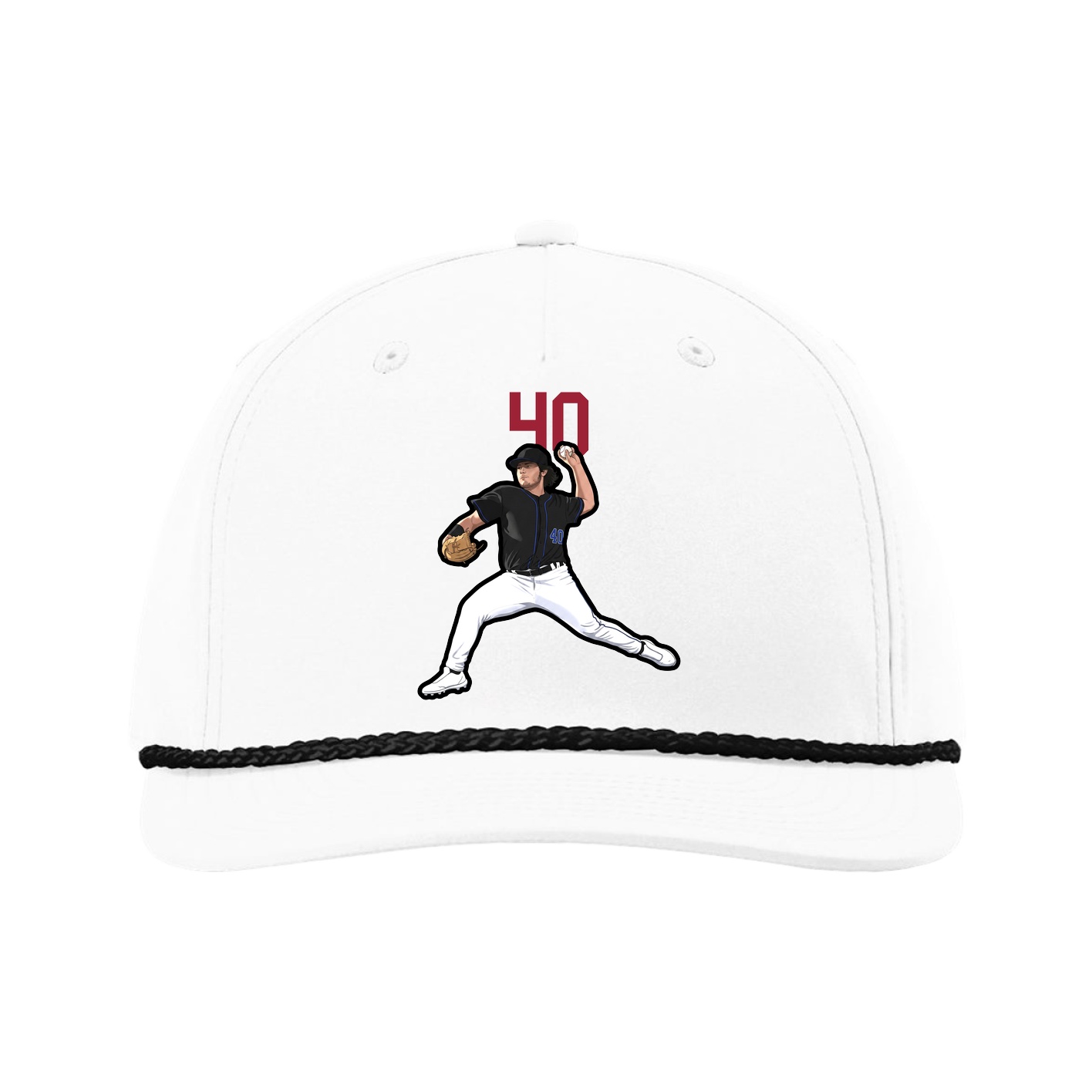 Five-Panel Classic Rope Cap — Number Top in White