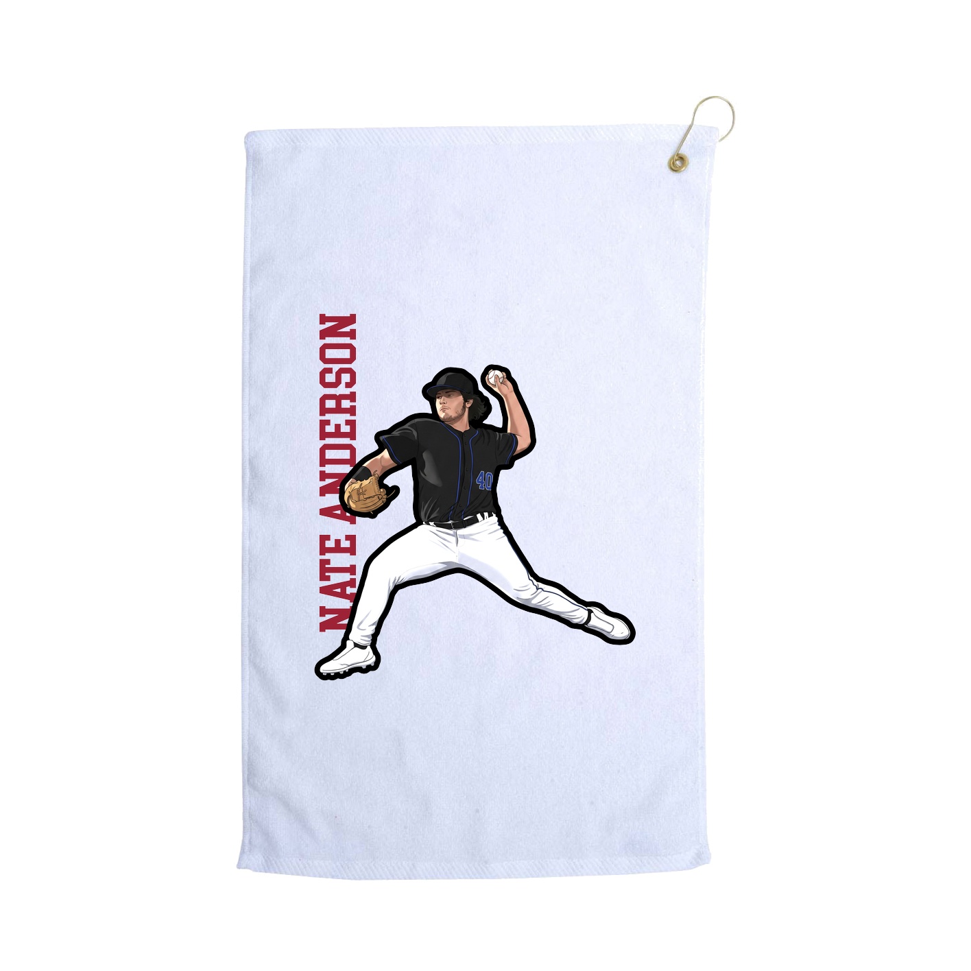 Golf Towel — Name Vertical in White