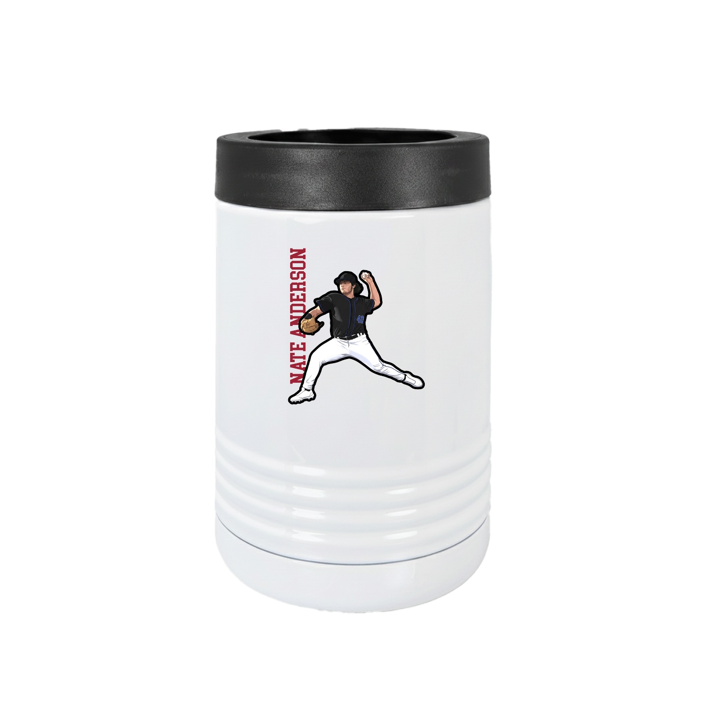 Beverage Holder — Name Vertical in White