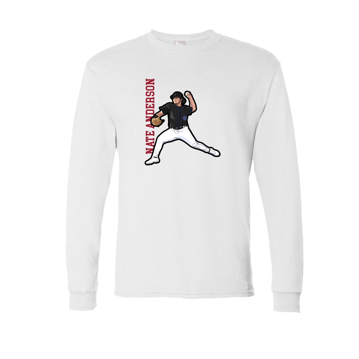 Long Sleeve Tee — Name Vertical in White