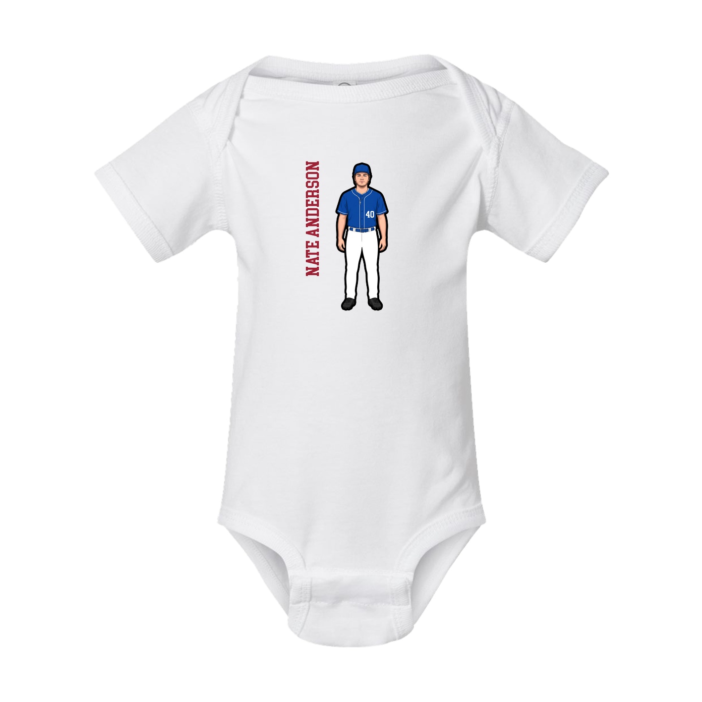 Baby Onesie — Name Vertical in White