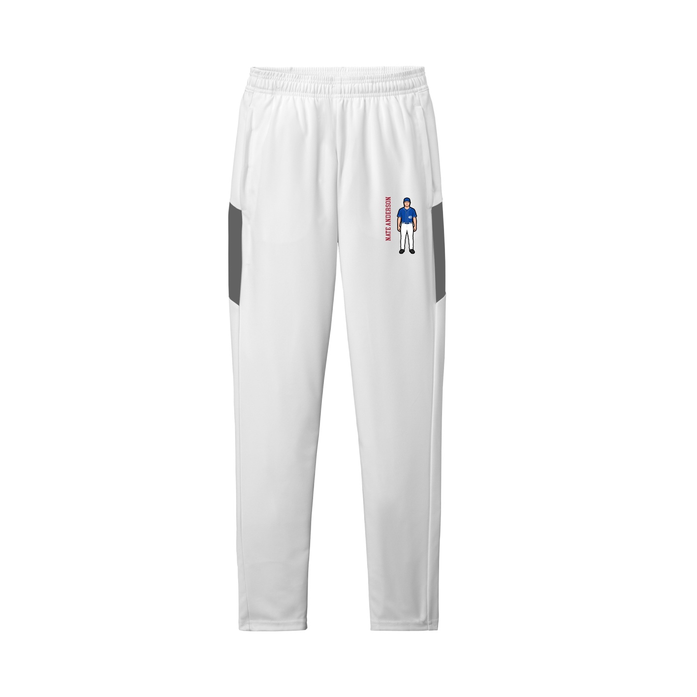 Team Travel Pant — Name Vertical in White/Grey