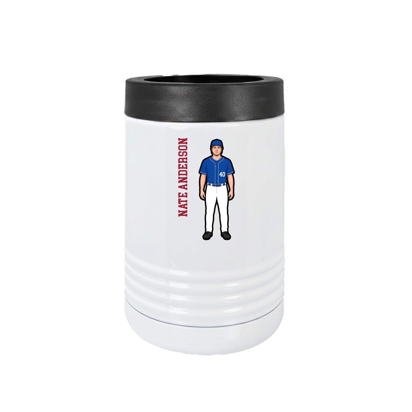 Beverage Holder — Name Vertical in White