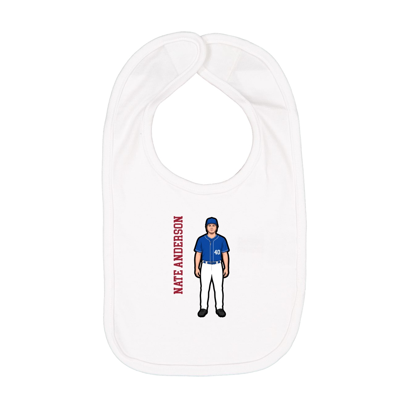 Infant Bib — Name Vertical in White