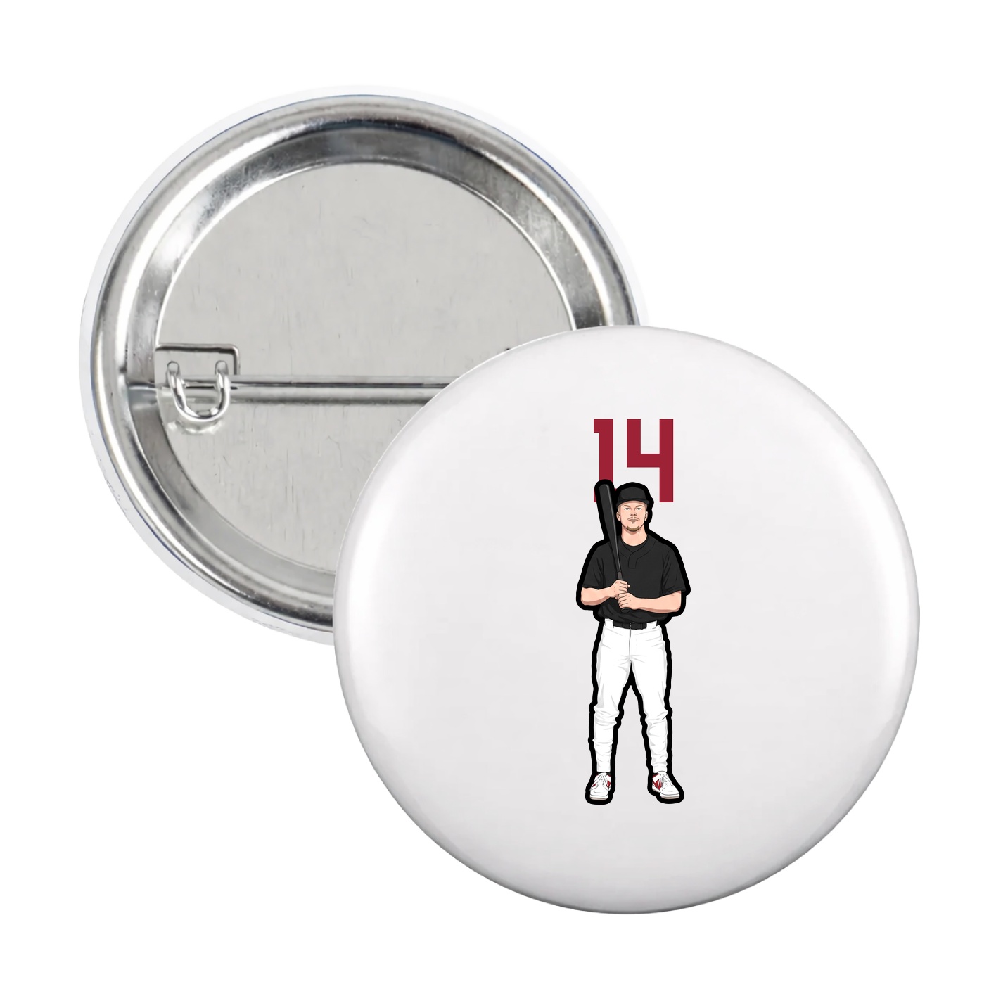 Game Day Button — Number Top in White
